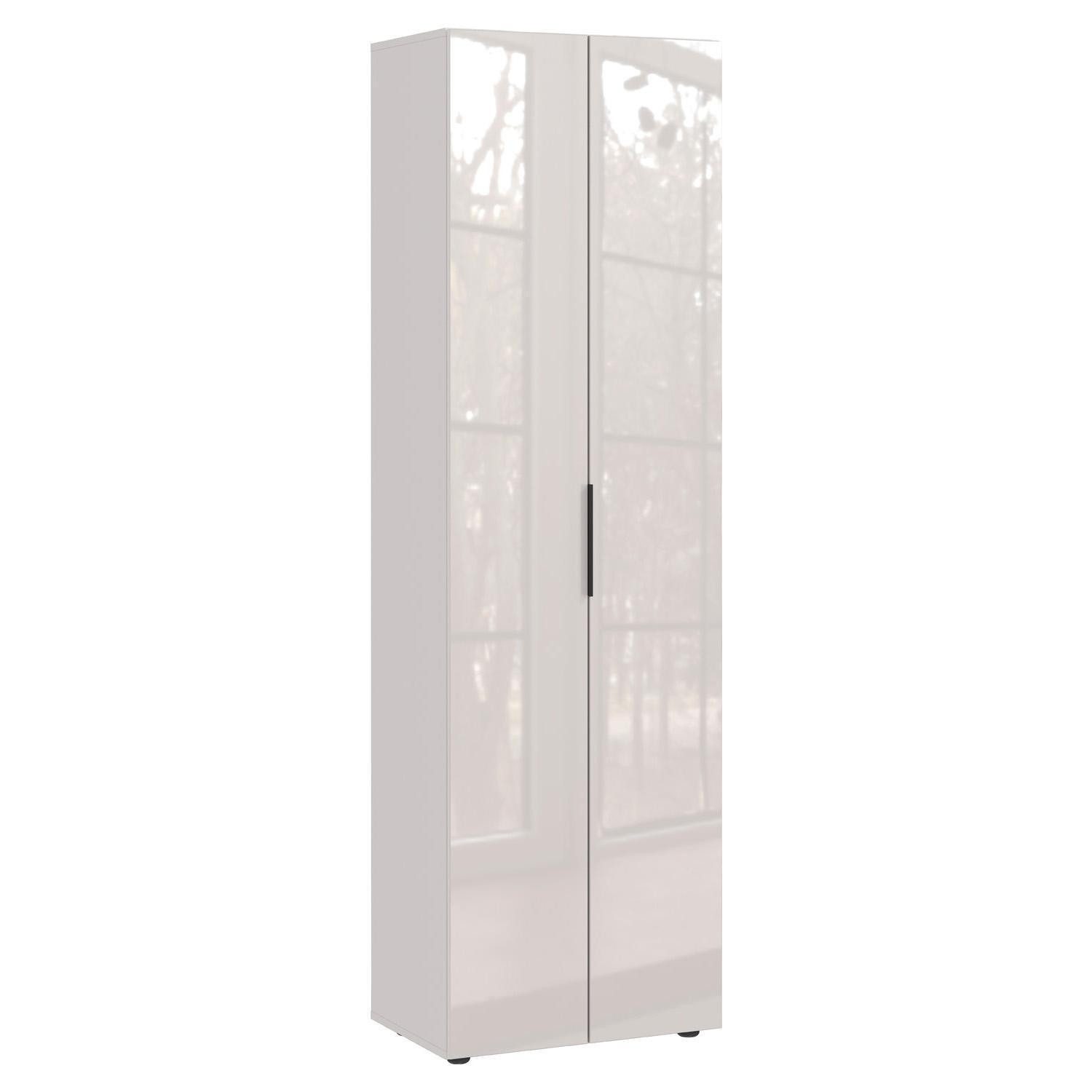 GERMANIA Garderobenschrank GENOVA, 2 Türen, Creme, Holzwerkstoff, Glasfront, B 59 x H 197 x T 40 cm