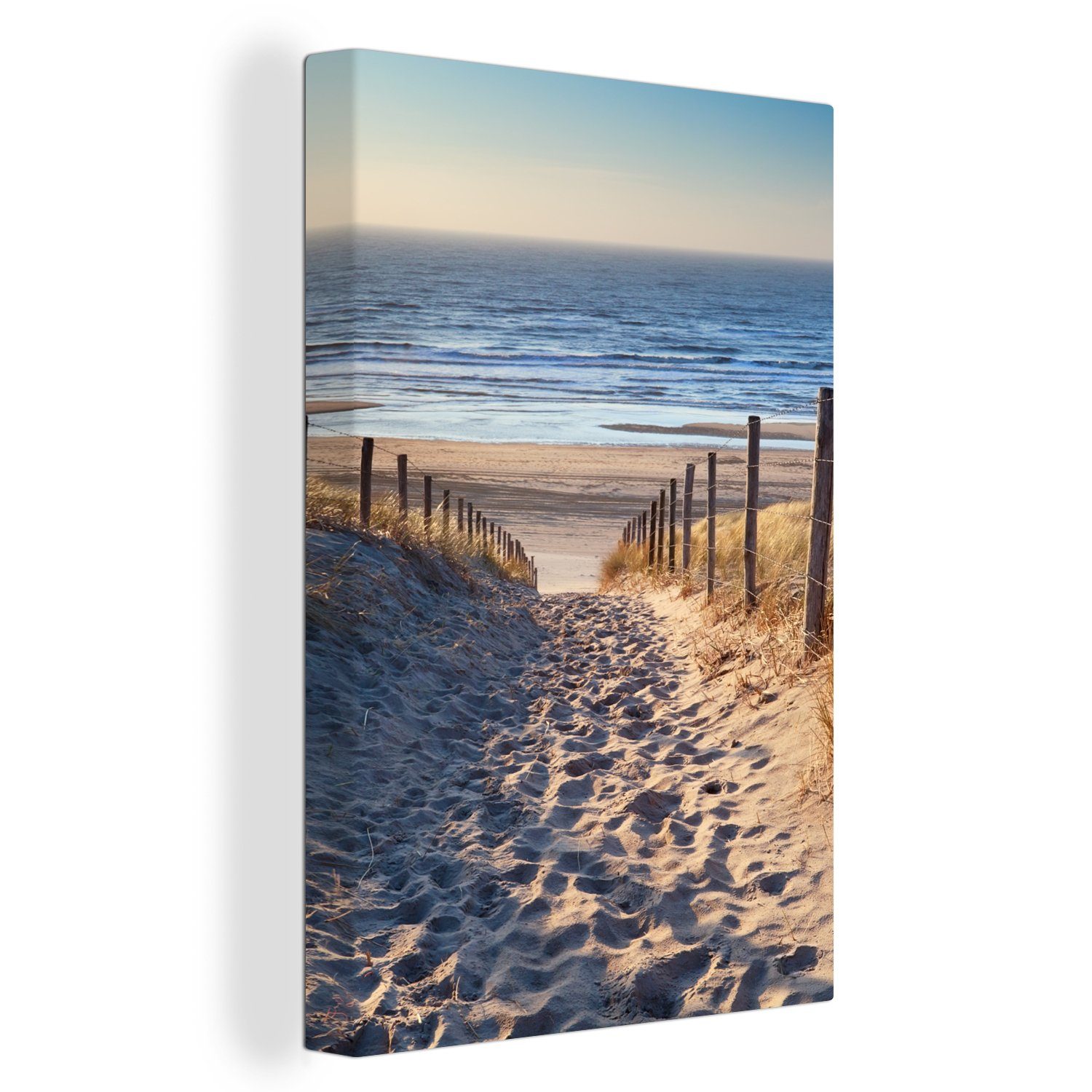 OneMillionCanvasses® Leinwandbild Sand - Strand - Düne - Meer - Sommer, (1 St), Leinwandbild fertig bespannt inkl. Zackenaufhänger, Gemälde, 20x30 cm