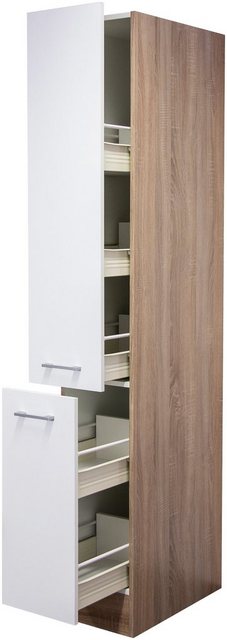 Flex-Well Classic Apotheker-Hochschrank Samoa 30 cm Weiß-Sonoma Eiche