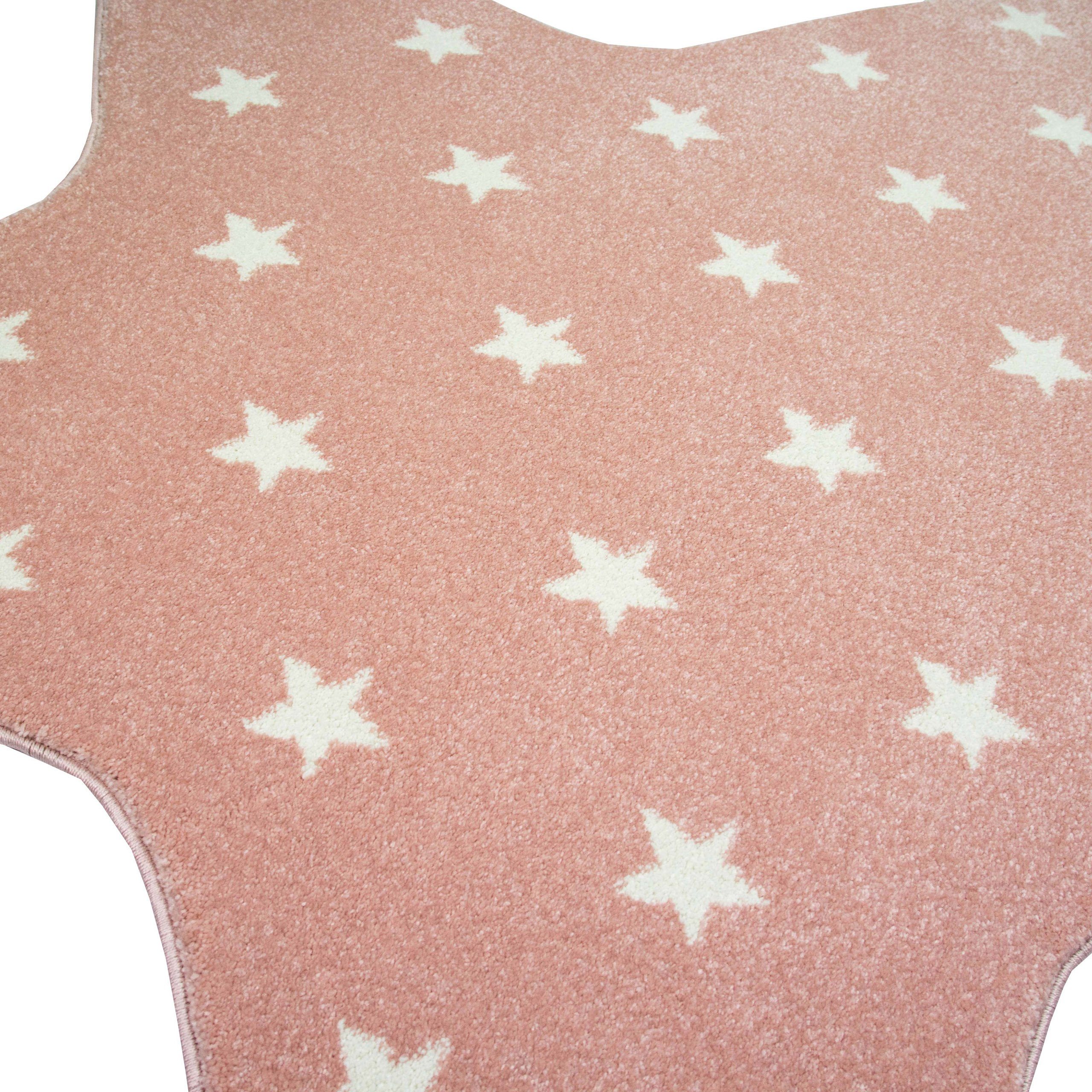 Carpetia Teppich Kinder Spielteppich Stern I rosa I kleine weiße Sternenmus günstig online kaufen