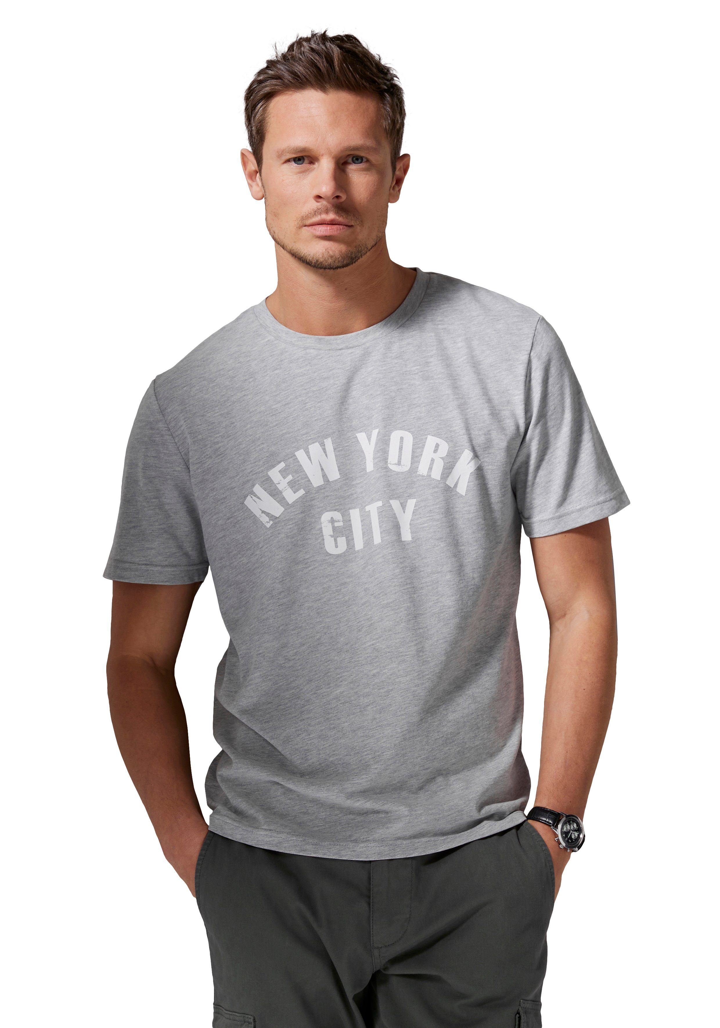 John Devin T-Shirt Freizeitshirt mit Rundhals und Frontprint aus Baumwollmischung