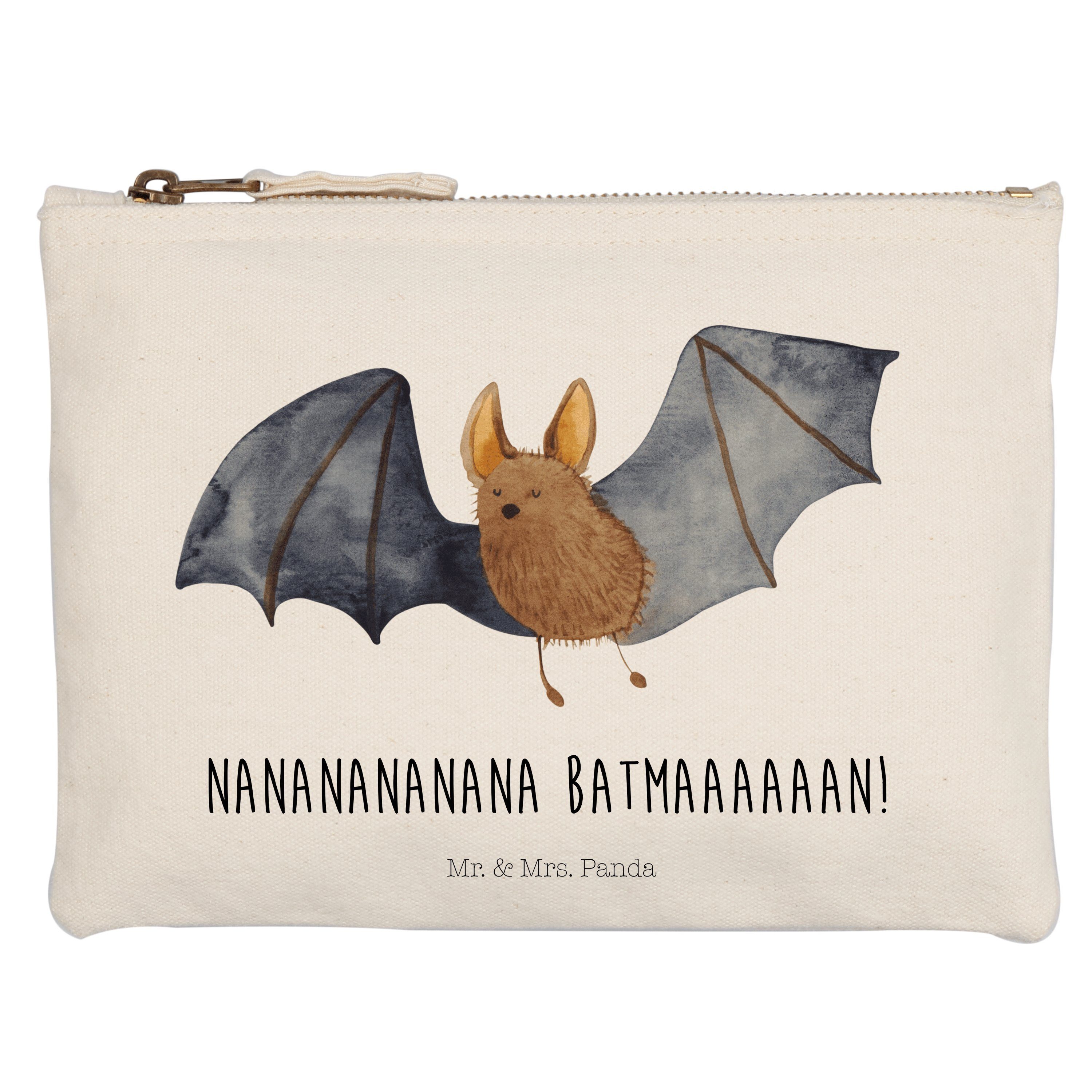 Mr. & Mrs. Panda Kosmetiktasche Fledermaus fliegend - Weiß - Geschenk, Makeup, lustige Sprüche, süße (1-tlg)
