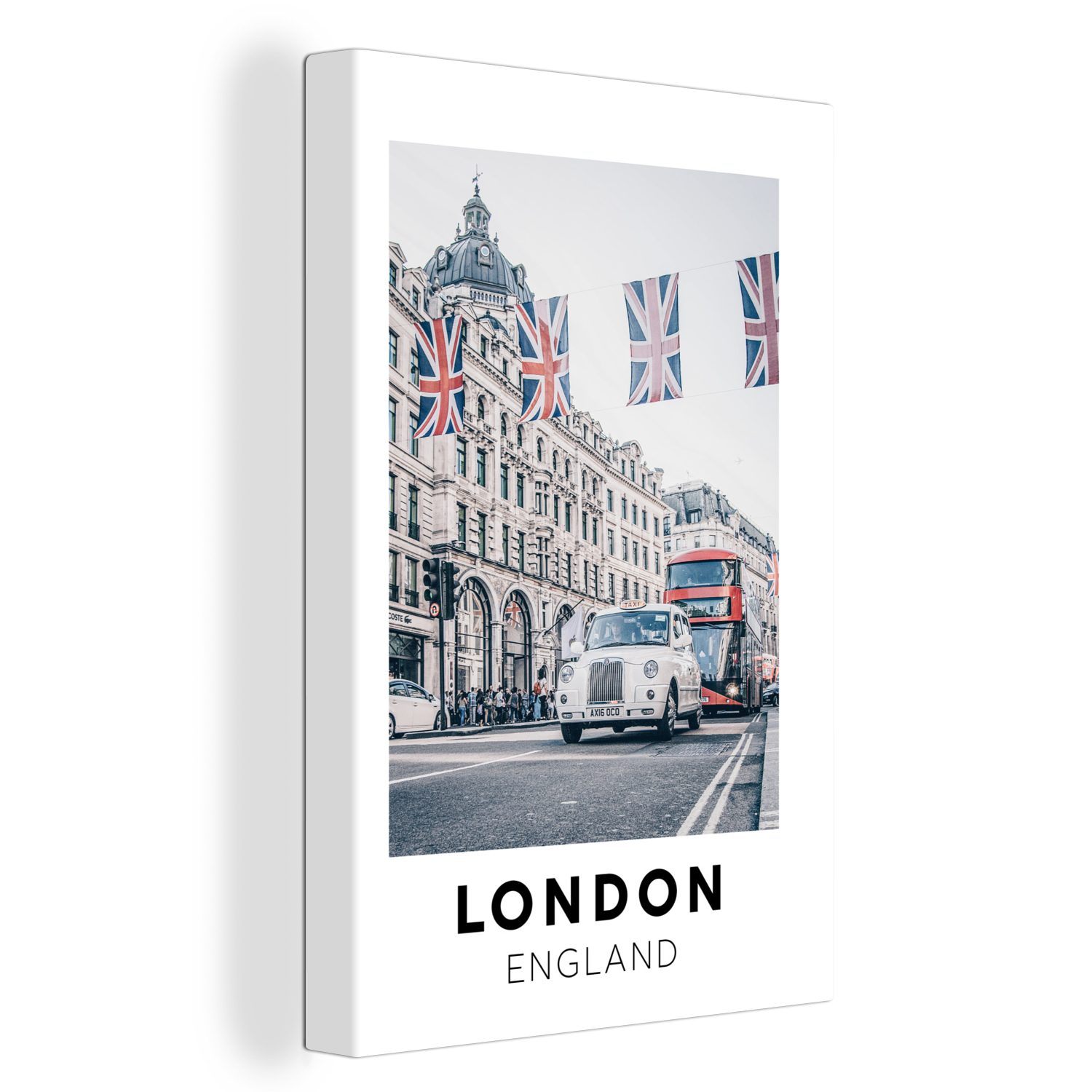 St), inkl. bespannt OneMillionCanvasses® Flagge, 20x30 England Leinwandbild - Leinwandbild cm London Zackenaufhänger, Gemälde, (1 - fertig