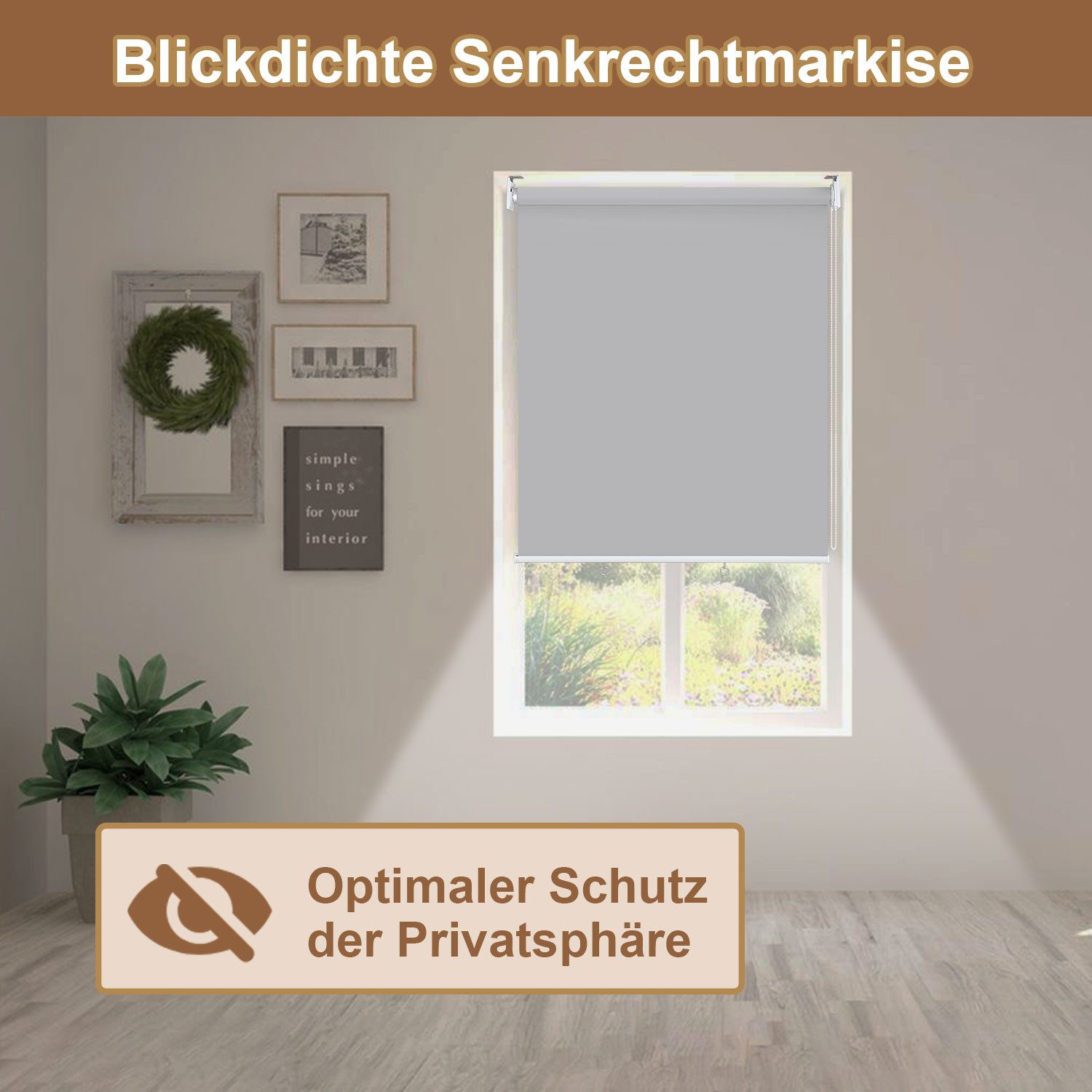Clanmacy Senkrechtmarkise Außenrollo Balkonmarkise Vertikalmarkise Sichtschutz UV-Schutz (1-St) – Bild 4 von 5