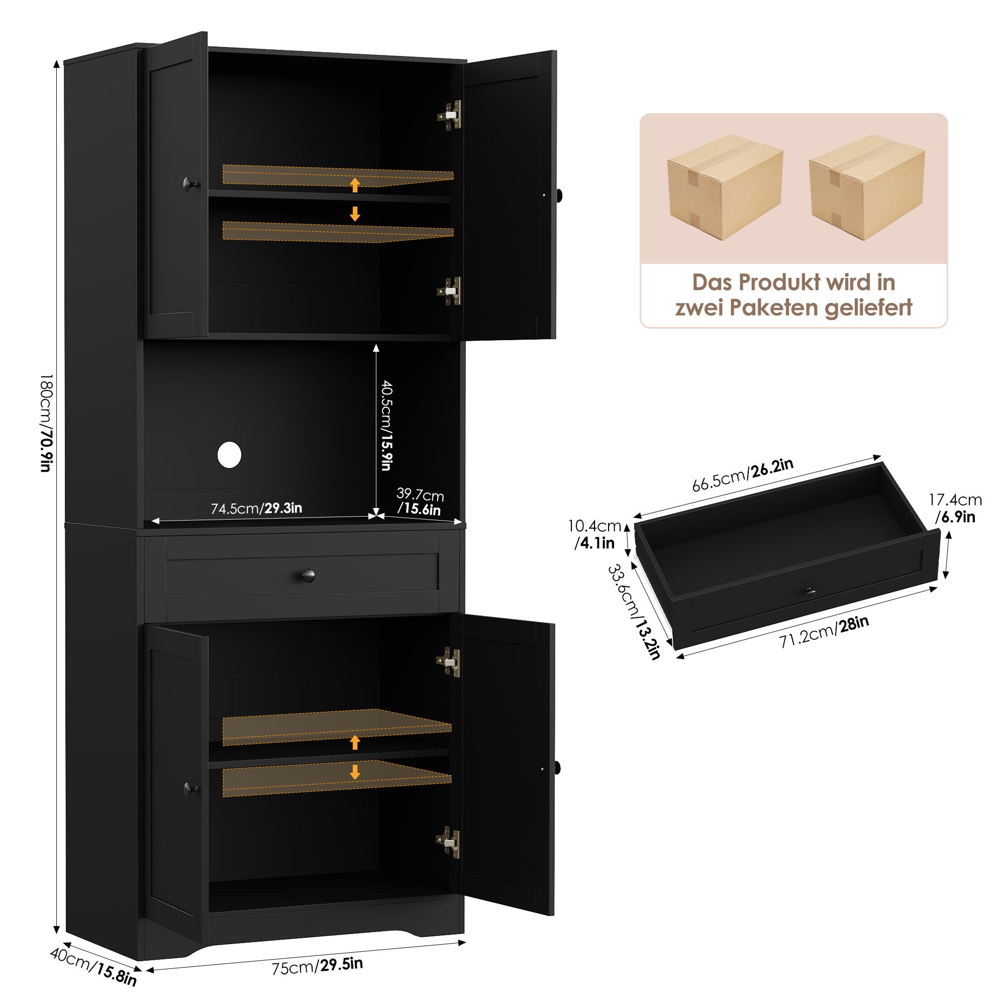 Homfa Küchenbuffet Küchenschrank Buffetschrank Vorratsschrank mit günstig online kaufen