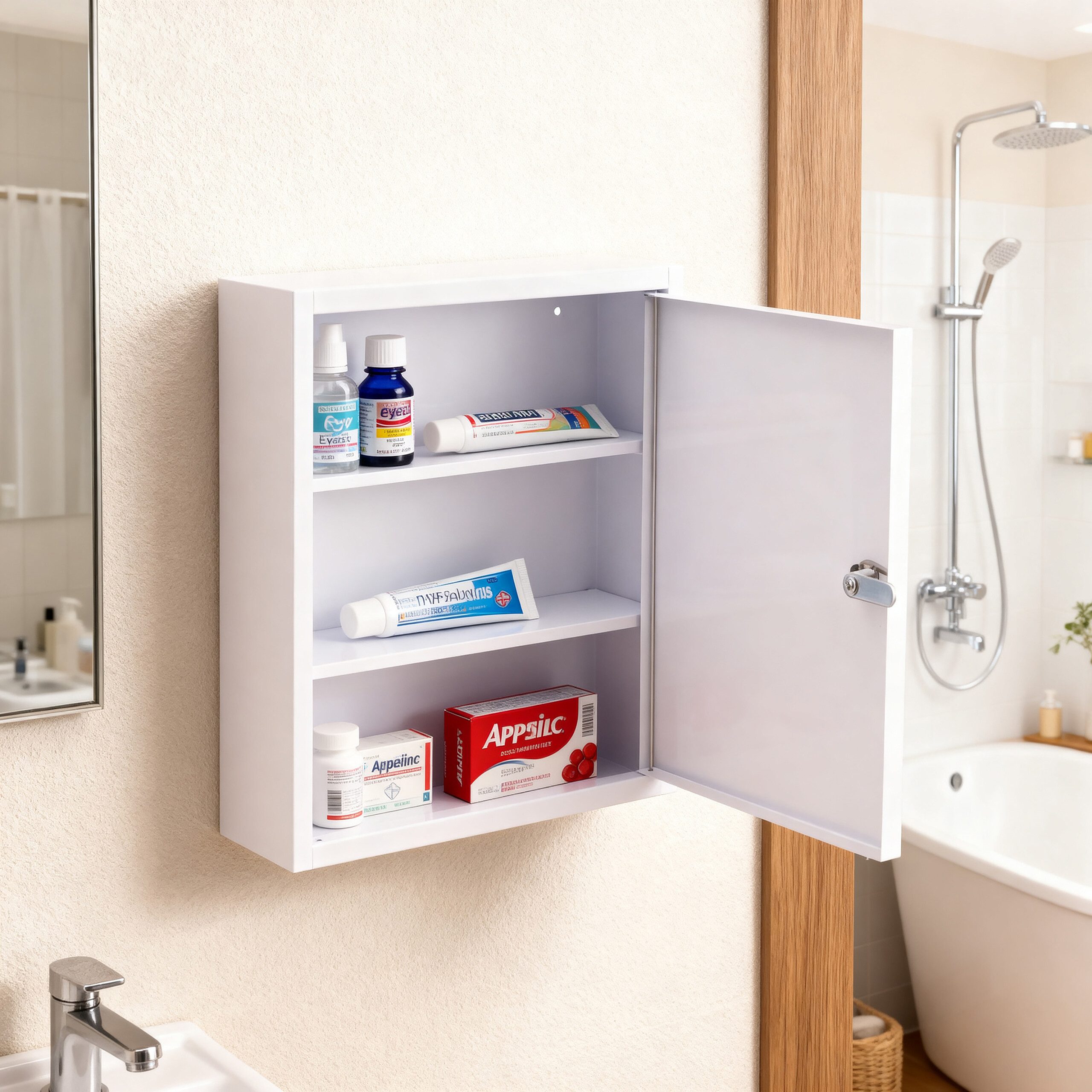 relaxdays Medizinschrank Abschließbarer Medizinschrank mit Kreuz grün günstig online kaufen