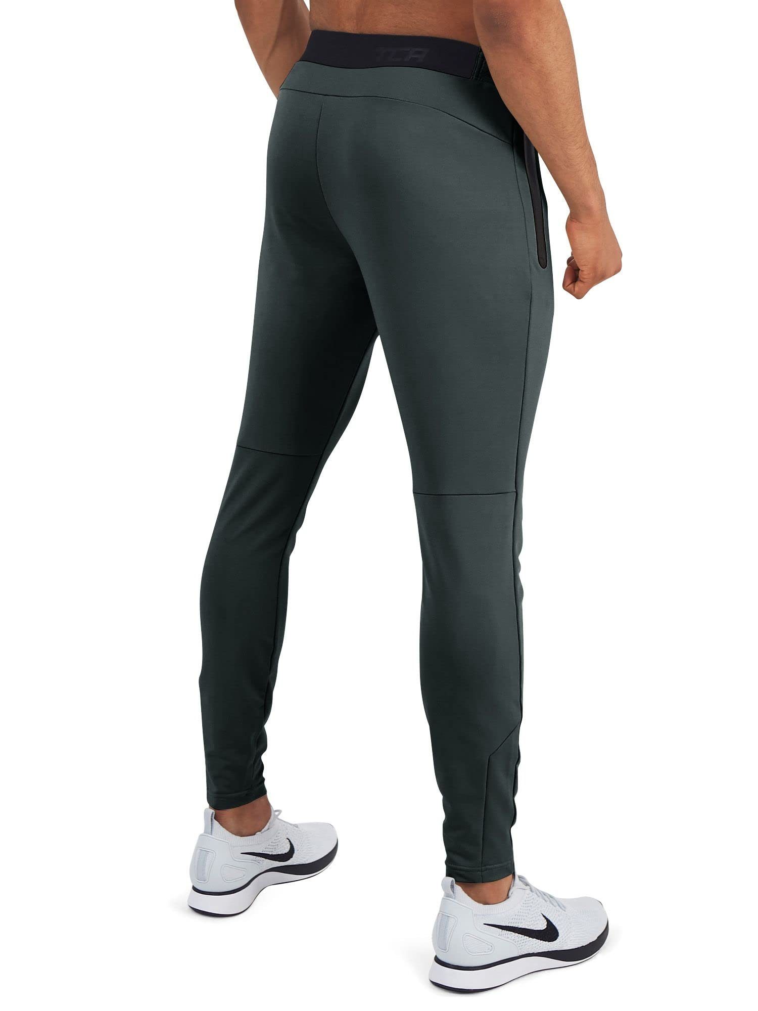 TCA Laufhose TCA Herren Jogginghose Reißverschlusstaschen Dunkelgrün - mit Quickdry