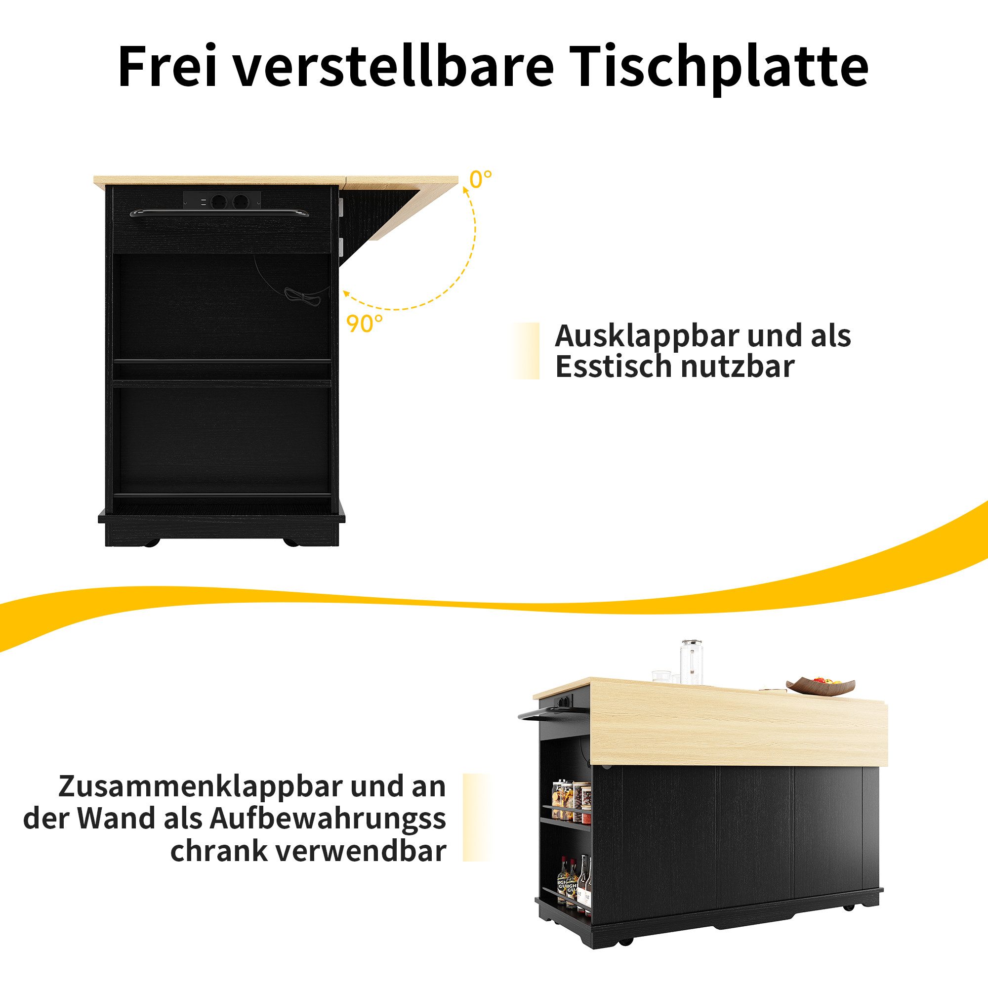 Celya Küchenwagen Kücheninsel, mit Steckdosenleiste ausgestattet, günstig online kaufen