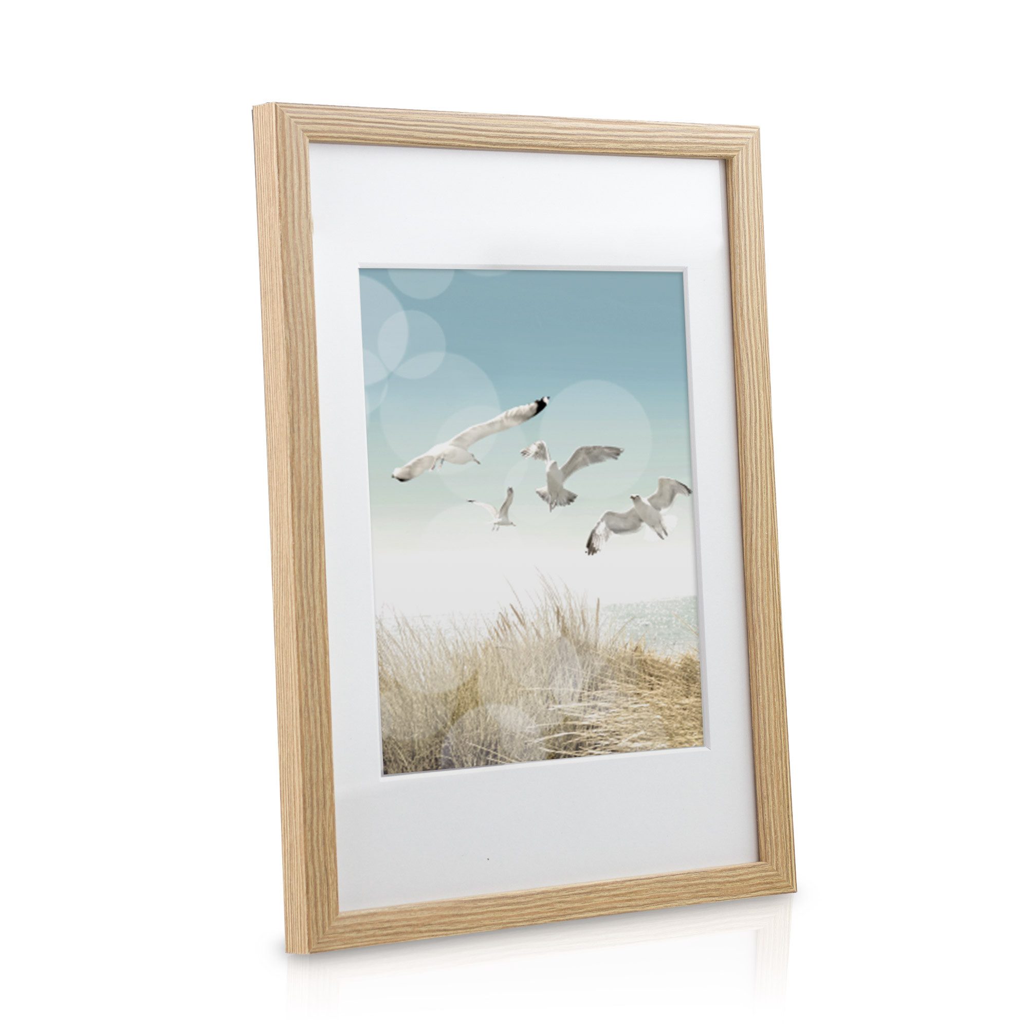 bomoe Bilderrahmen 12er Bilderrahmen Set Ocean, 13x18cm, Eiche, Fotorahmen Collage für 13x18 cm Holzbilderrahmen mit Passepartout