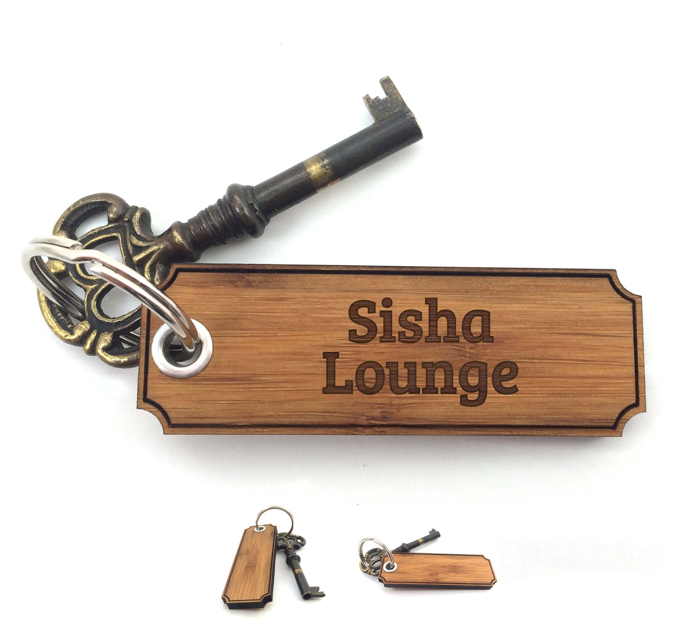Mr. & Mrs. Panda Schlüsselanhänger Sisha Lounge - Bambus - Geschenk, Schenken, Glücksbringer, Anhänger, Taschenanhänger, Gravur, Schlüsselanhänger, Geschenke (1-tlg)