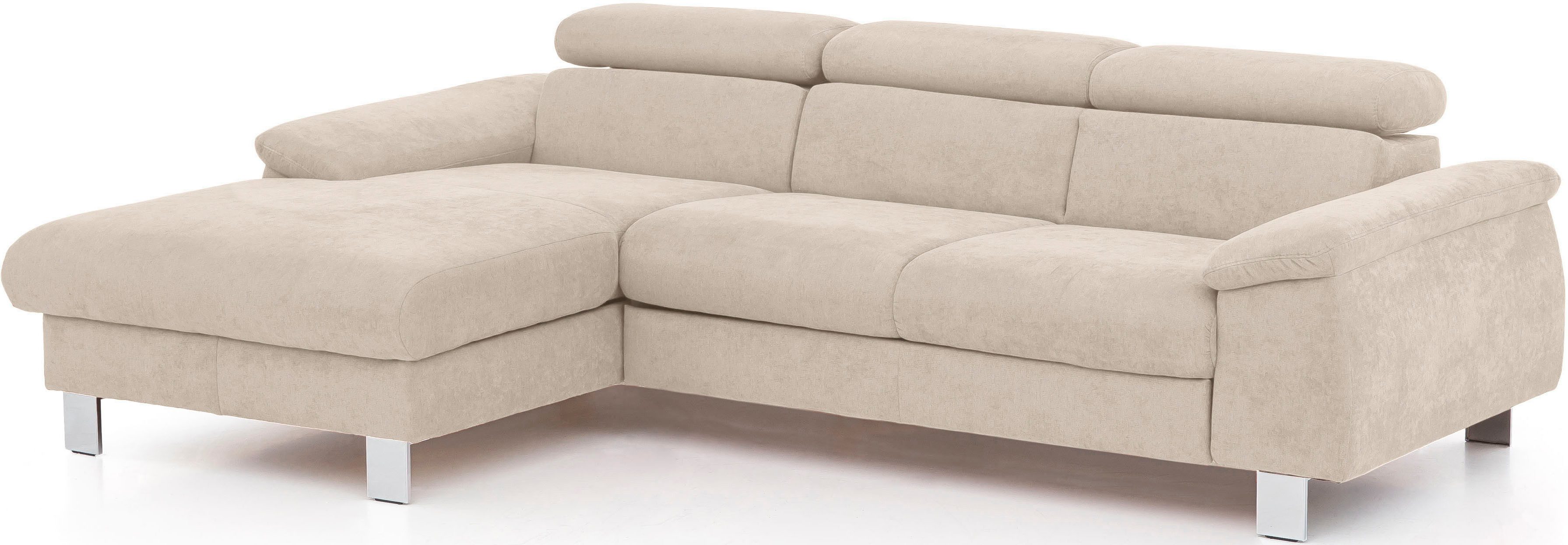 COTTA Ecksofa Komaris L-Form, B: 244 cm, mit Kopfteilverstellung, optional Bettfunktion, Bettkasten & Licht