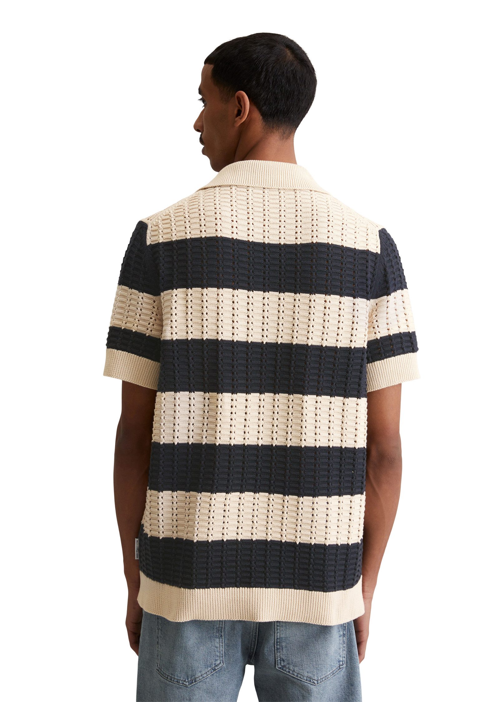 Marc O'Polo DENIM Poloshirt markantes Loch-Strickmuster günstig online kaufen