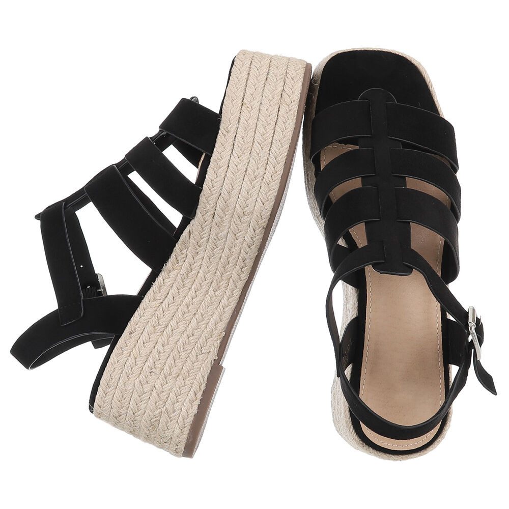 Ital-Design Moderne Plateau-Sandaletten für Damen – ideales Sommer-Design Plateausandaletten (89852994) Keilabsatz/Wedge Keilsandaletten in Schwarz