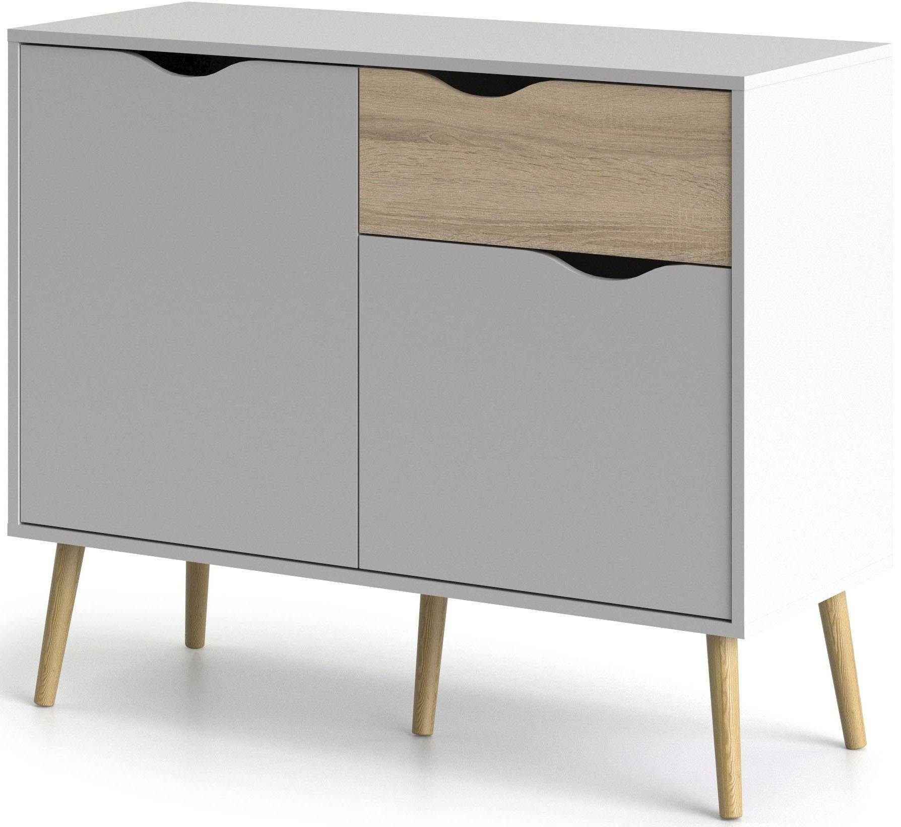 andas Sideboard Oslo Aufbewahrung, Schubladenschrank, Kommode mit 2 Türen, 1 Schublade, Breite 99 cm, Höhe 81 cm