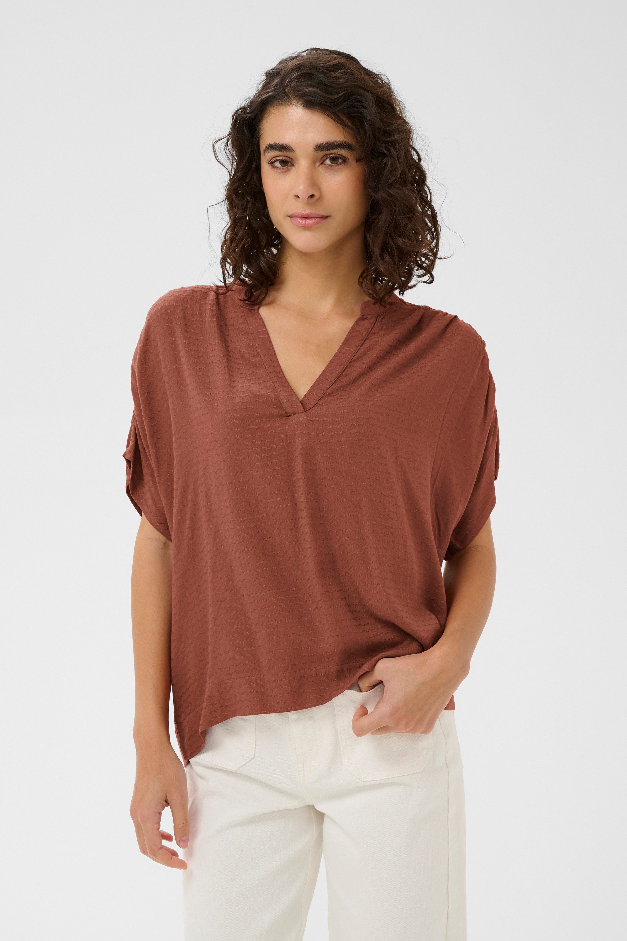 KAFFE Kurzarmbluse Kurzarm-Bluse KAgina