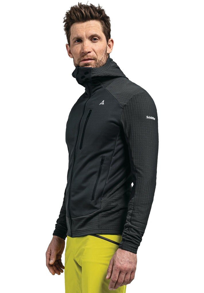 Schöffel Fleecejacke Rotbach Hoody (Kapuze, robust, elastisch) anthrazitgrau Herren