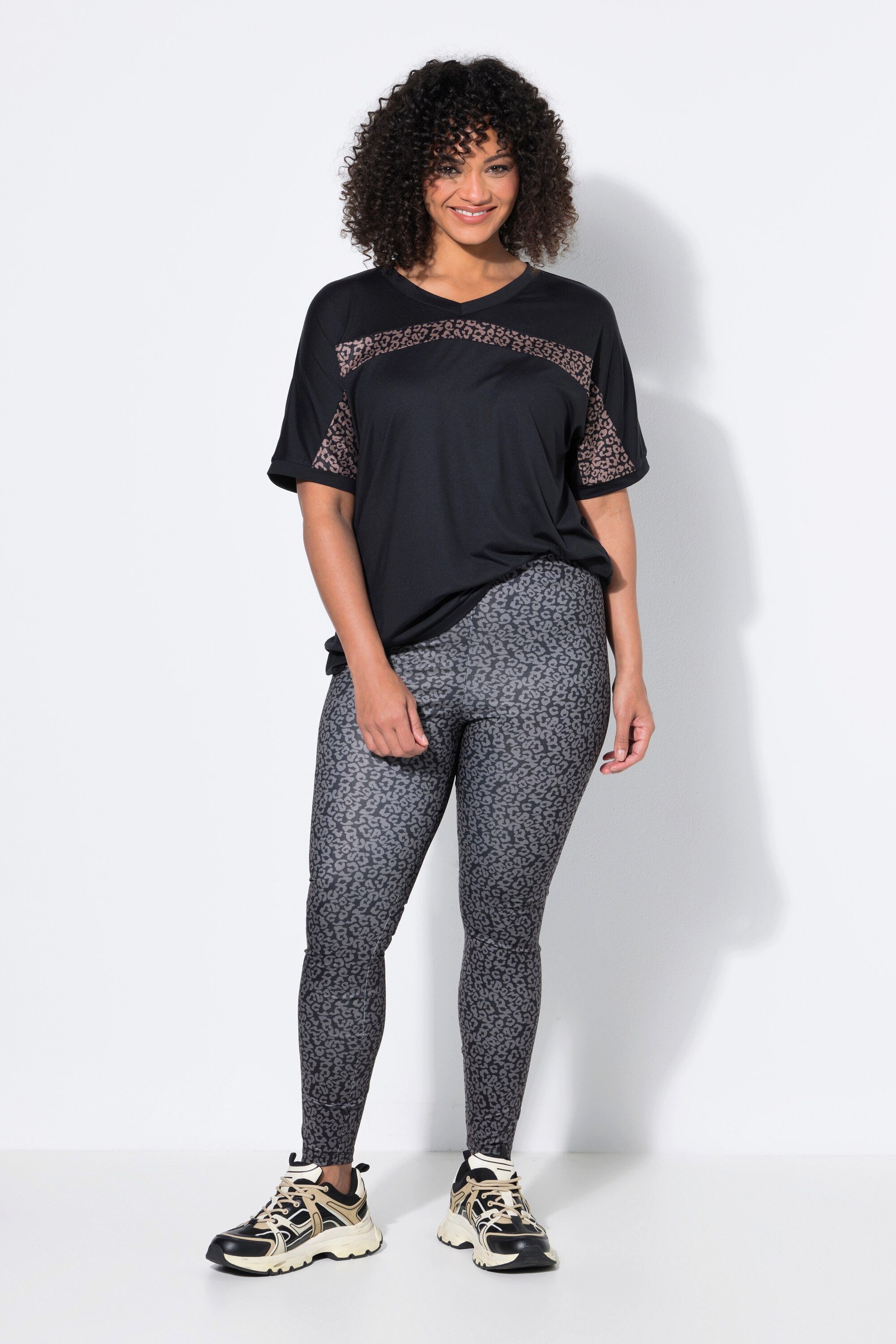 Ulla Popken Funktionshose Leggings bedruckt Slim Elastikbund