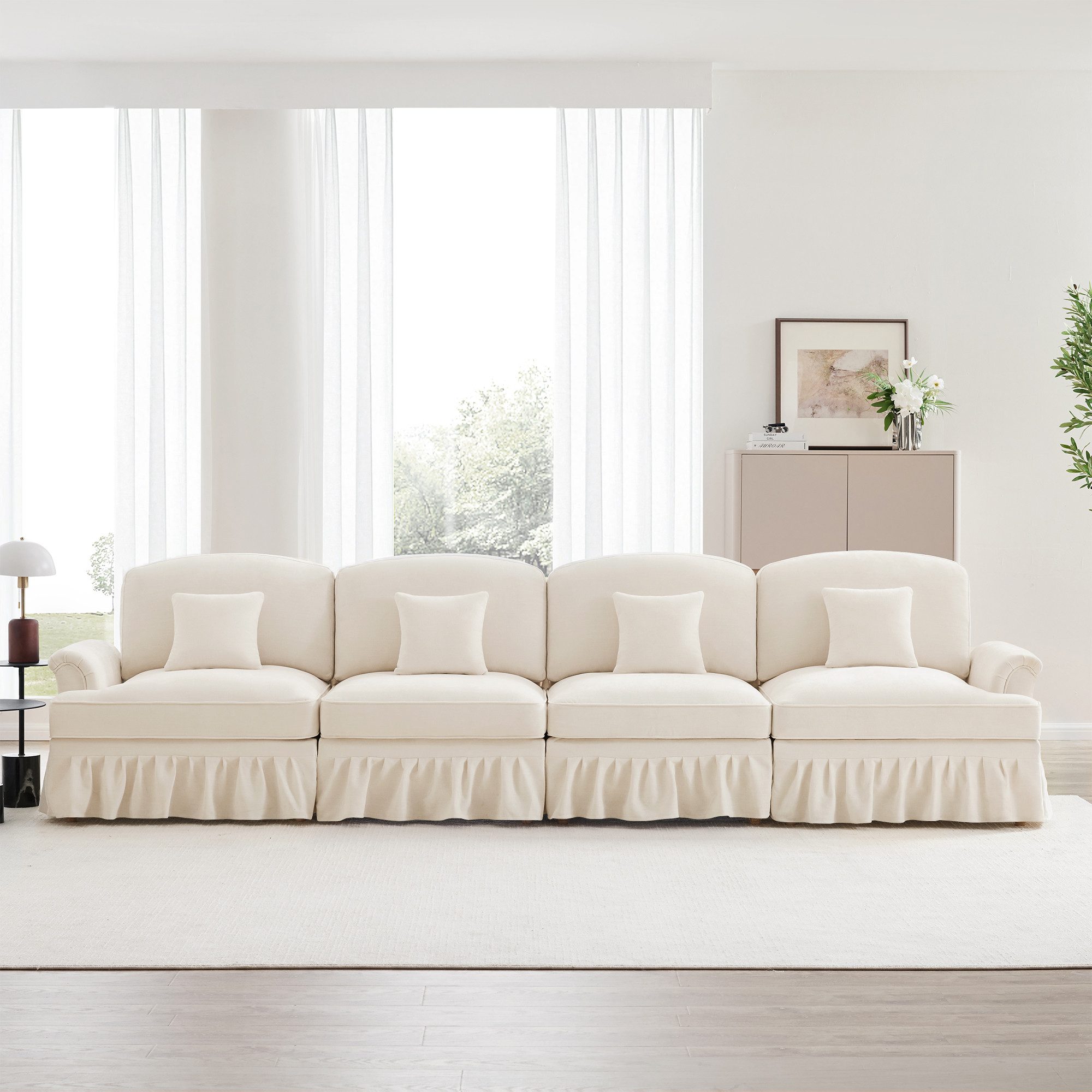 Odikalo Big-Sofa 4-Sitzer Sofa Chenille Trichter-Armlehnen abnehmbarer Beinen Mehrfarbe