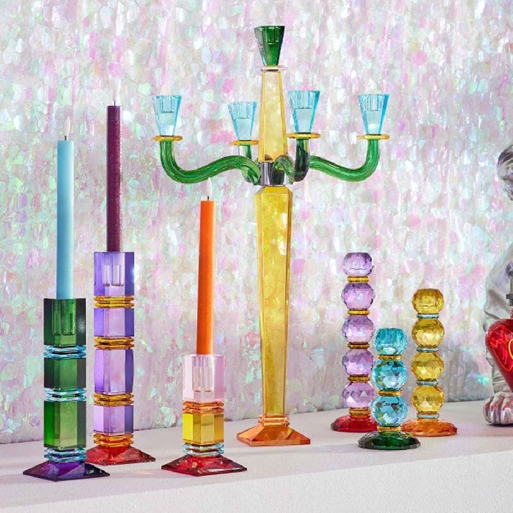 Werner Voß Kerzenhalter Kerzenleuchter Fancy Crystal Lila Rot