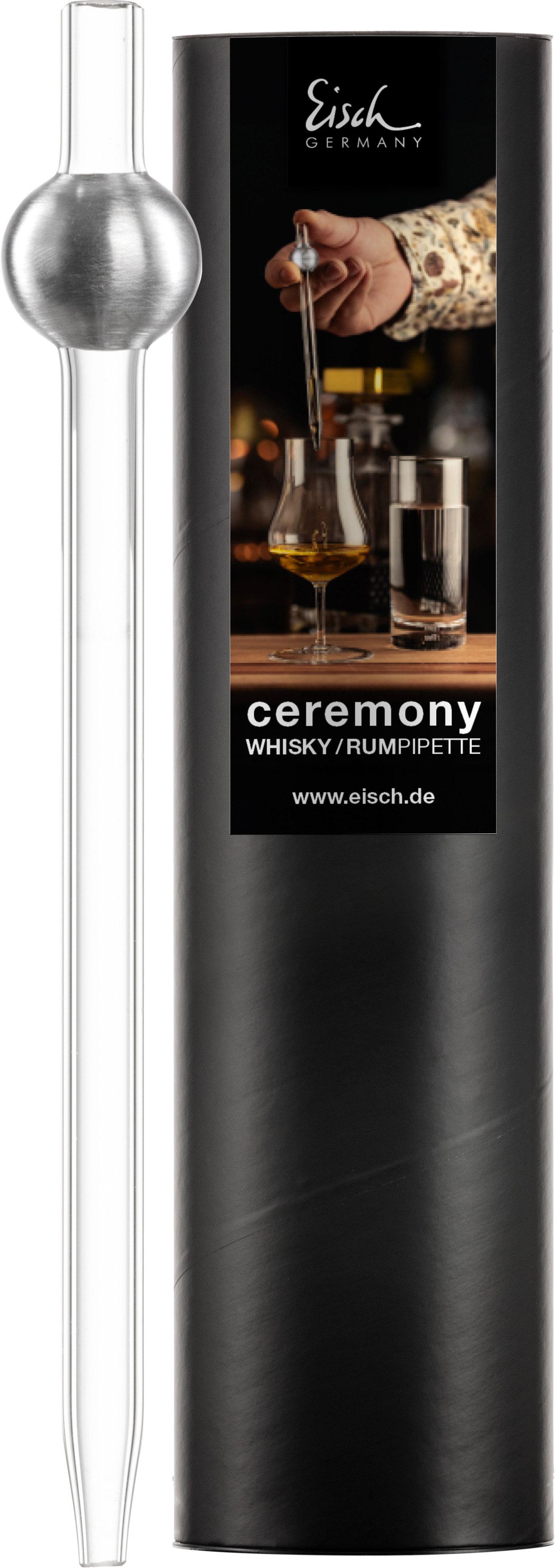 Eisch Germany Whisky-Pipette CEREMONY (1 St), Handgefertigte Pipette mit Silber-Veredelung