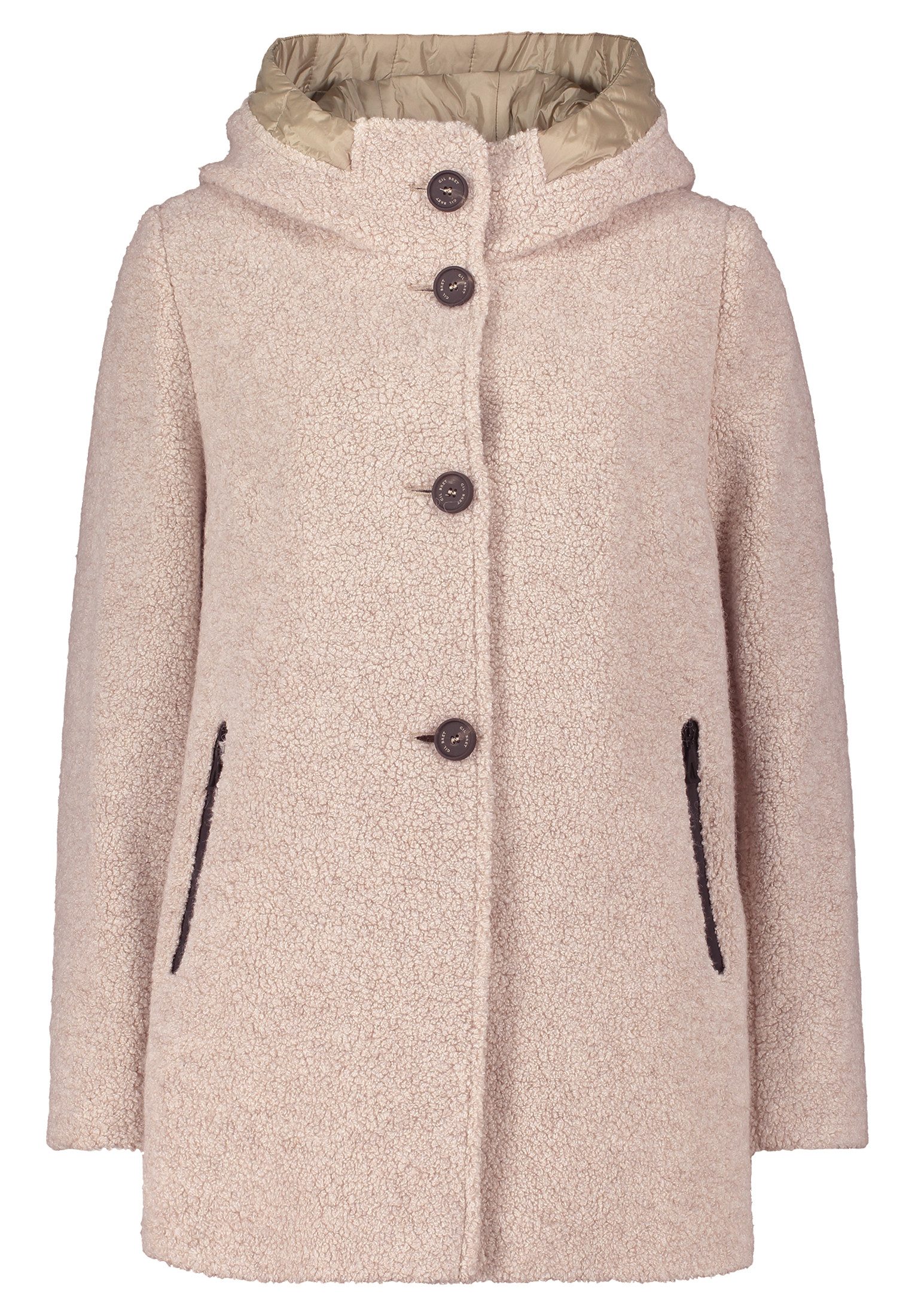Wolljacke - Wollmantel mit Kapuze - Übergangsjacke Damen einfarbig - Felljacke