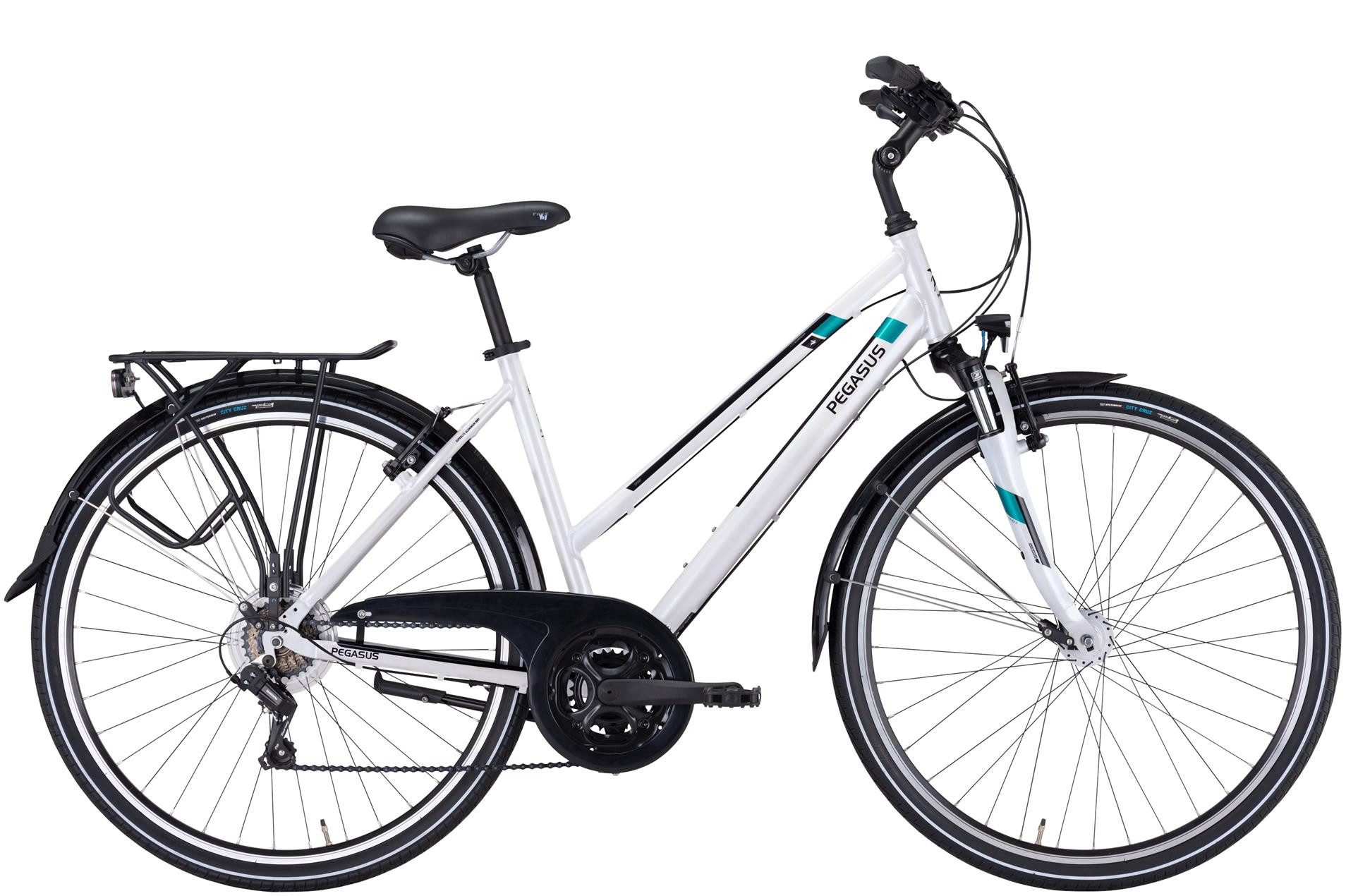 Pegasus Trekkingrad Pegasus Piazza 21 Damen Trapez weiß 2026, 21 Gang Shimano Tourney RD-TY200, Kettenschaltung