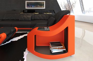 Sofa Dreams Wohnlandschaft Sofa Leder Swing U Form Ledersofa Ledercouch, Couch, mit LED, wahlweise mit Bettfunktion als Schlafsofa, Designersofa