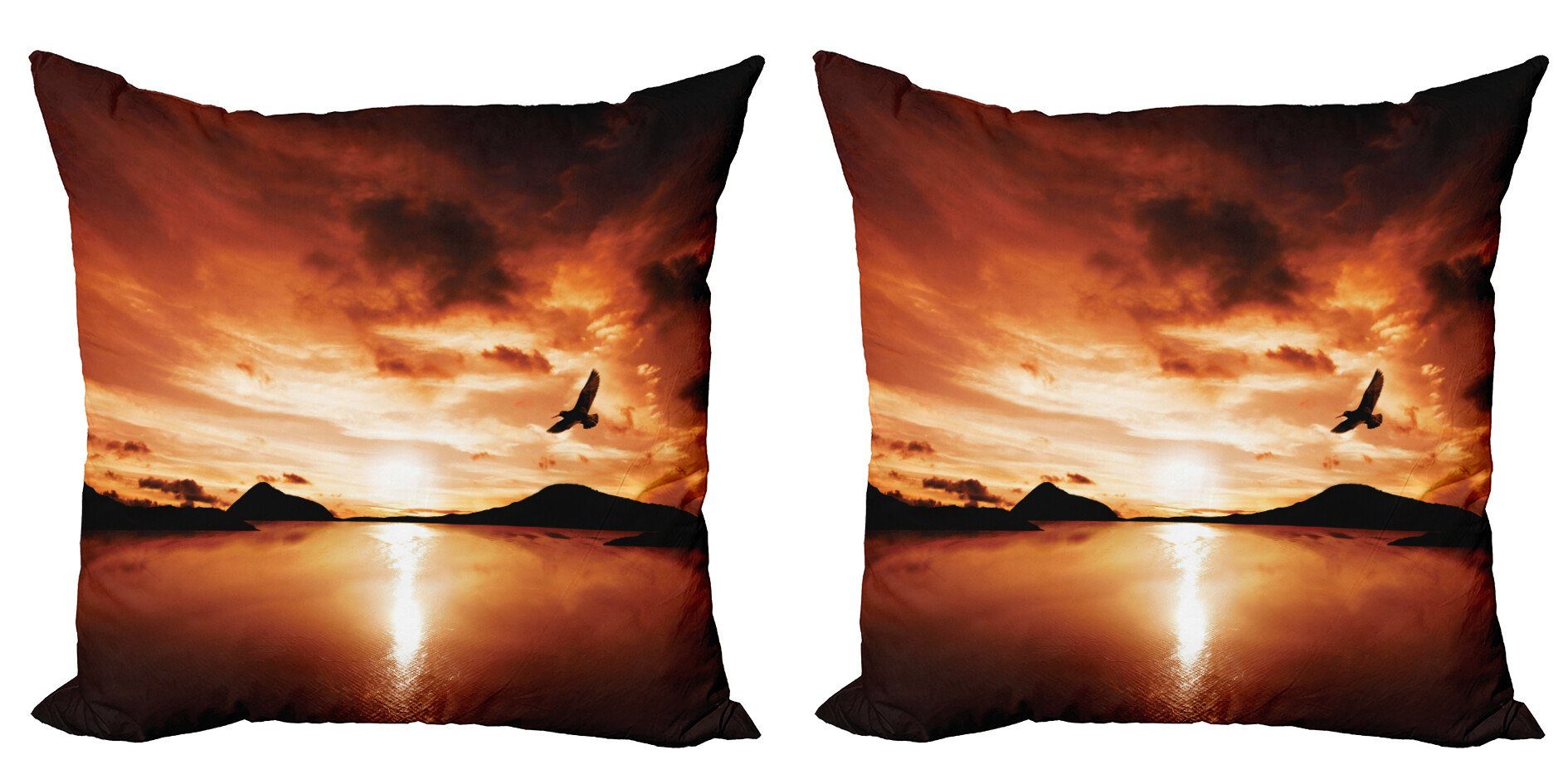 Kissenbezüge Accent Modern Doppelseitiger Sunset (2 Flügel Abakuhaus Vogel Digitaldruck, SeMountain Stück),