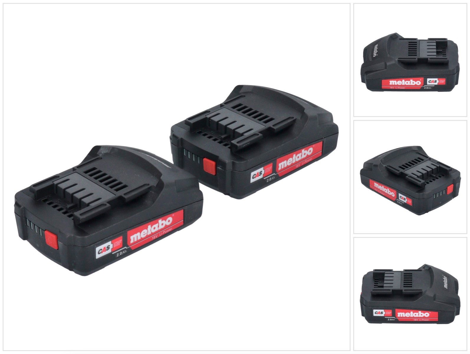 metabo Akku Set 2x Li-Power Akkupack 18 V 2,0 Ah CAS Li-Ion Akku (2x 625596 Akkupacks