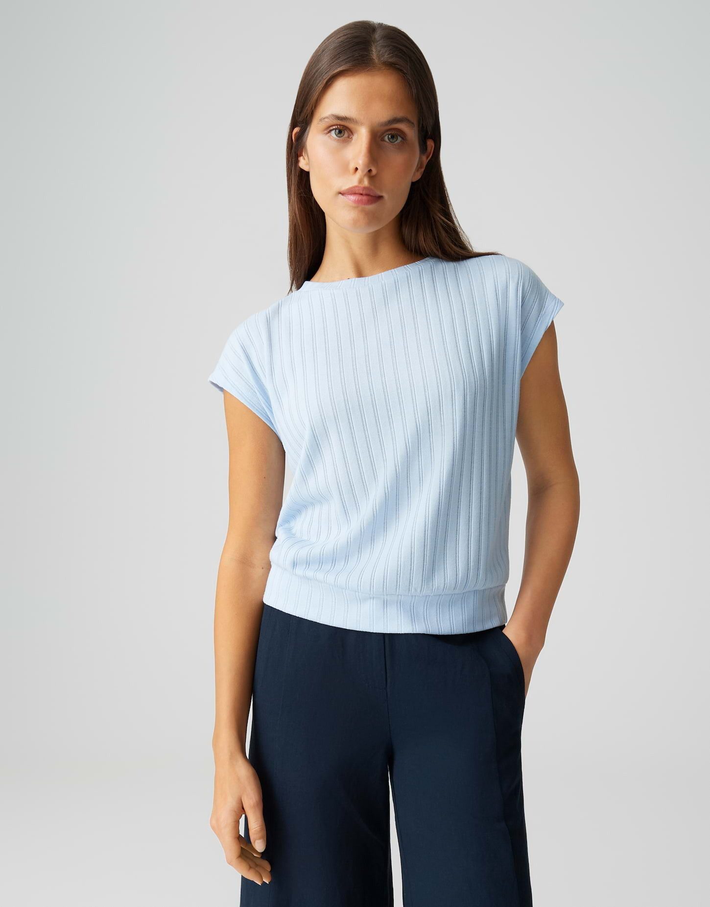 OPUS Kurzarmshirt Sapino aus Jersey mit Rippstruktur leichte Transparenz, weicher Griff, Casual