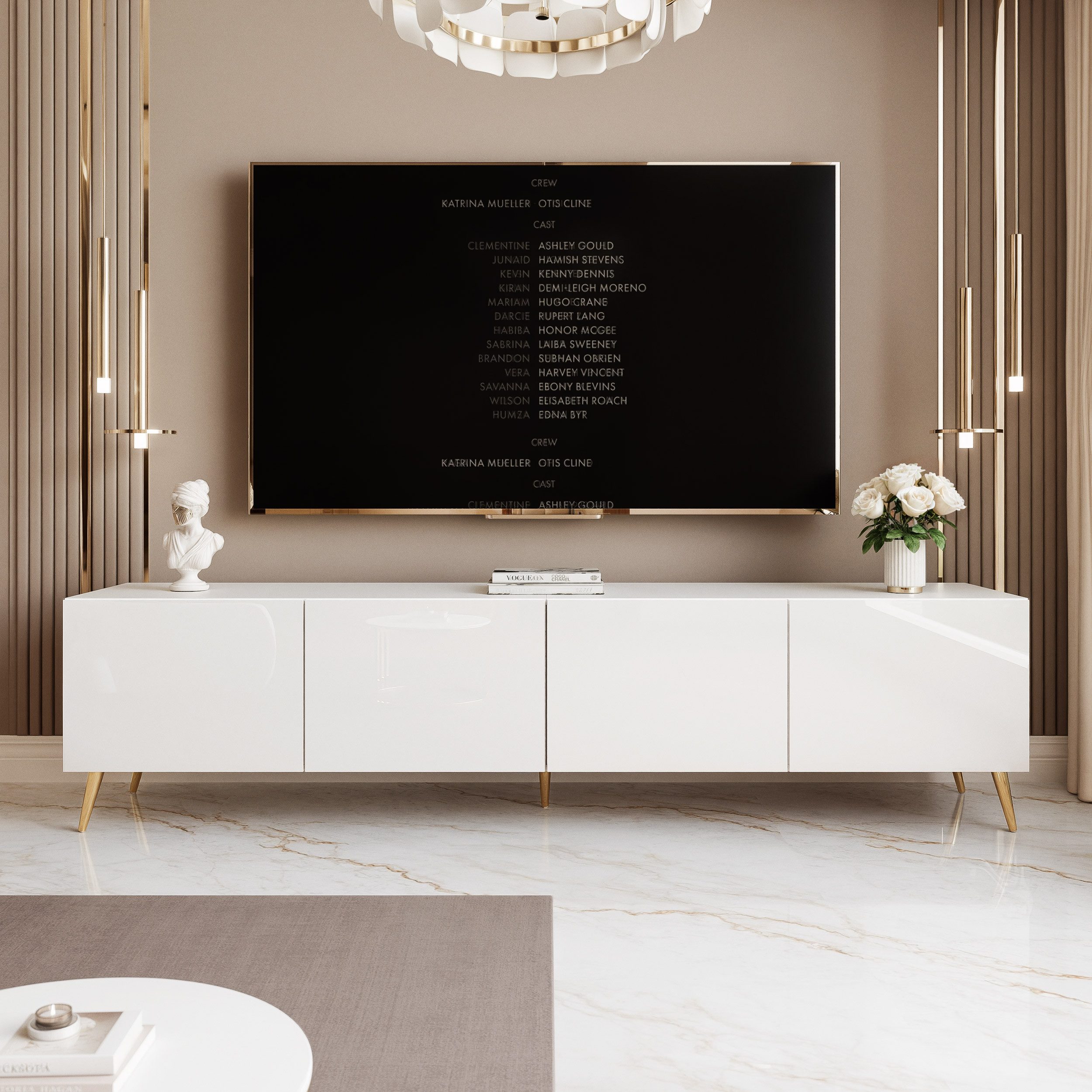 yourhouse24 Lowboard TV ANGEL 200 auf Füßen mit LED-Beleuchtung – Griffloses Design – Bild 2 von 5