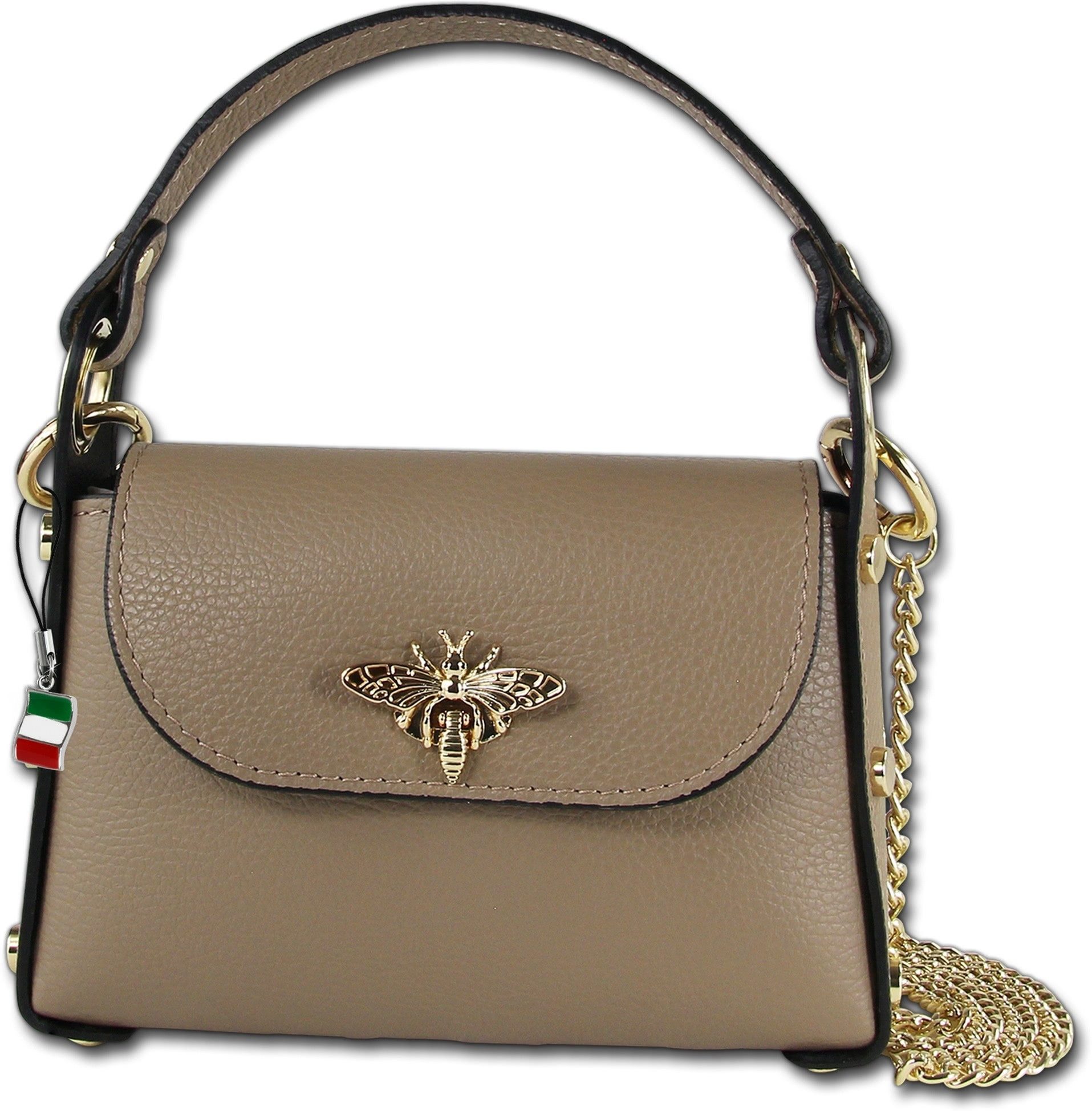 FLORENCE Umhängetasche Florence Umhängetasche Biene Damen (Umhängetasche, Umhängetasche), Damen Tasche Echtes Leder taupe, beige, Made-In Italy