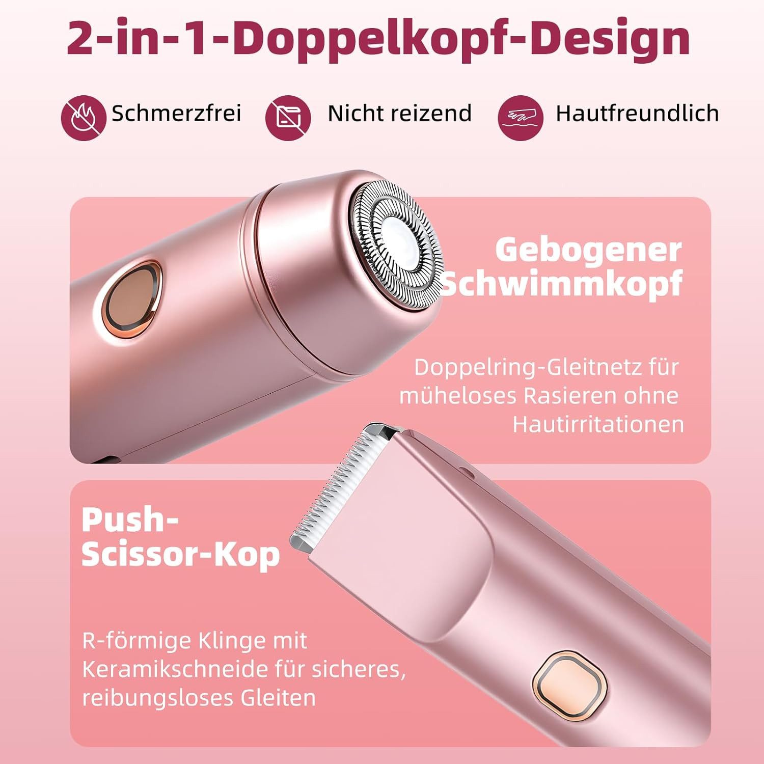 inschimmer Epilierer Rasierer Damen 2-in-1 Elektrischer Bikini Trimmer IPX7 Wasserdicht