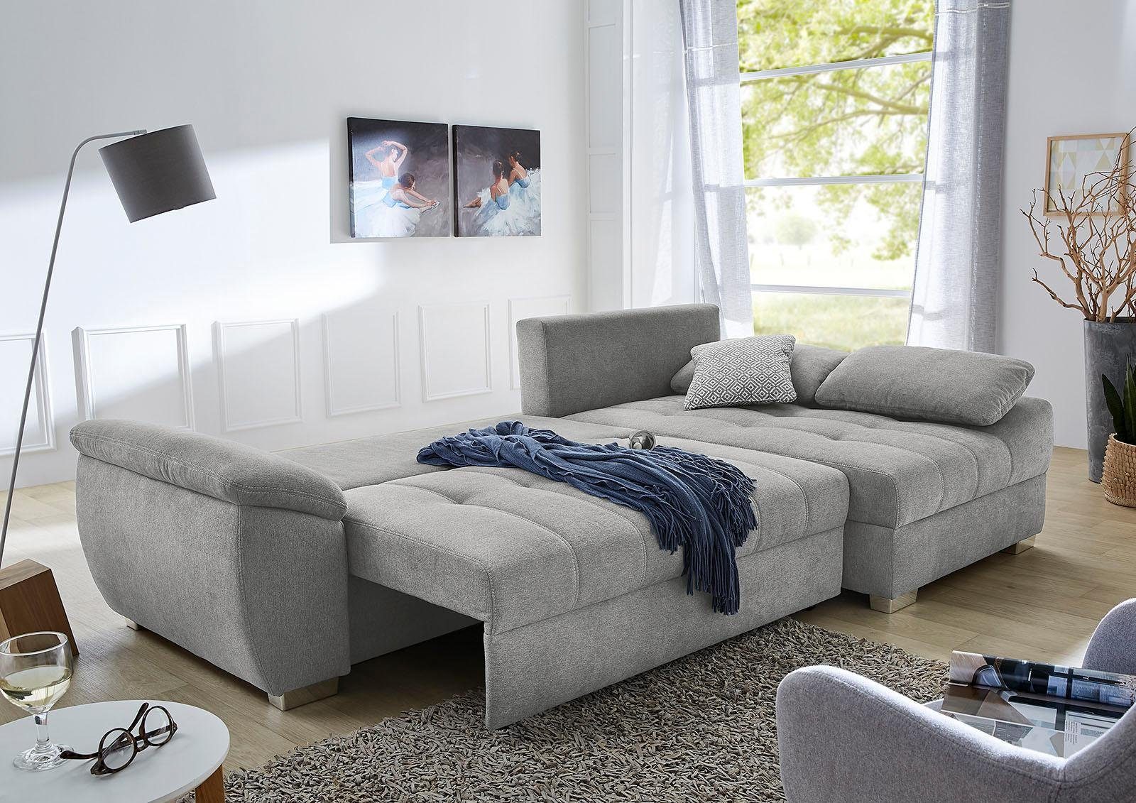 Jockenhöfer Gruppe Ecksofa Alster L-Form, B: 268 cm, mit Bettfunktion, Bettkasten & Zierkissen