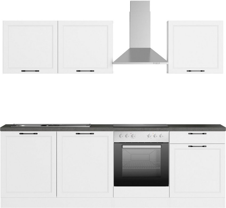 HELD MÖBEL Küchenzeile Lani, mit MDF-Fronten, Breite 240 cm, wahlweise mit E -Geräten, Höhen-Ausgleichsfüße 0-4 cm, Maße (B/T/H): 240/60/200 cm