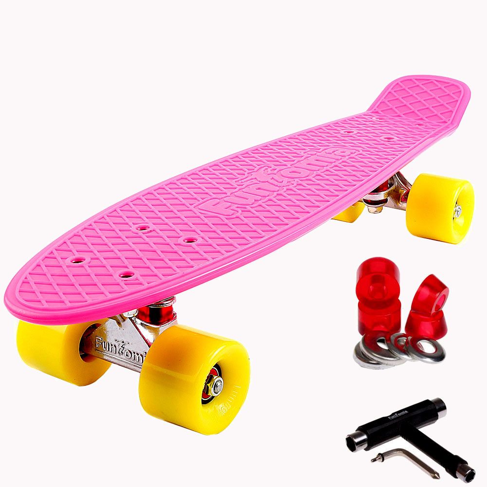 FunTomia Miniskateboard Kinder Cruiserboard Miniboard 57cm mit oder ohne LED Leuchtrollen