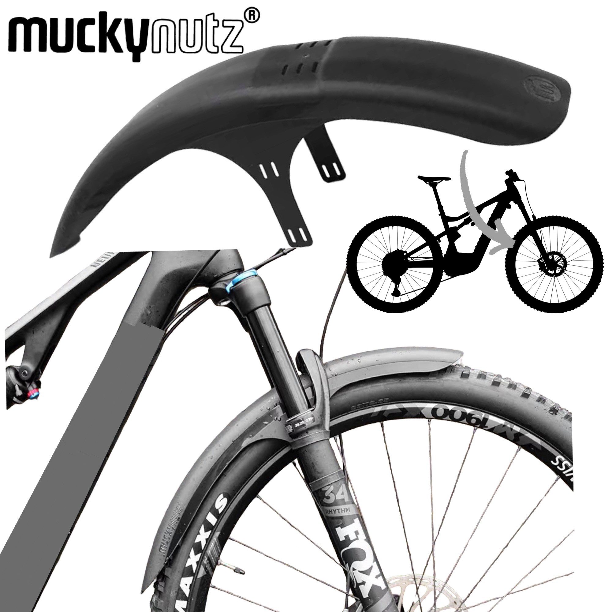 Mucky Nutz Schutzblech Mucky Nutz MTB Ebike Gabel Mud Mug Guard Schutzblech lang