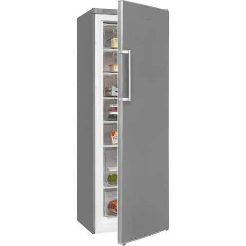 exquisit Gefrierschrank GS280-H-040E inoxlook, 173 cm hoch, 60 cm breit, 242 L Volumen, 4 Sterne Gefrieren