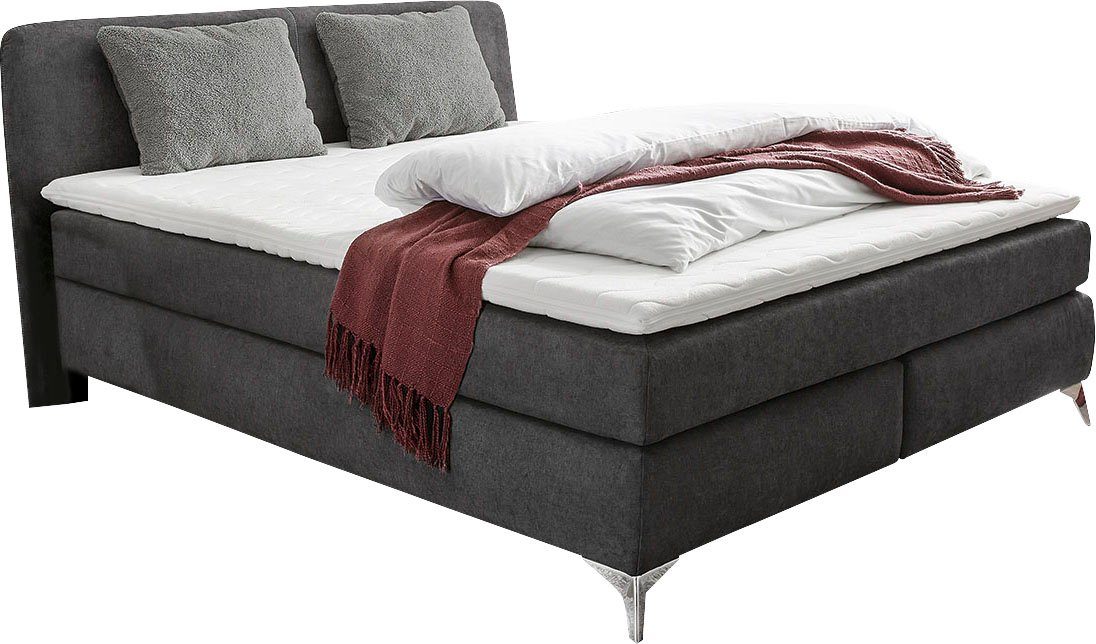 Jockenhöfer Gruppe Boxspringbett ELFIE inkl. Bonnell- oder TTFK-Matratze H2-H4, mit 6 cm Topper, Luxus-Microfaser-Bezug, 90/140/180 cm x 200 cm – Bild 2 von 5