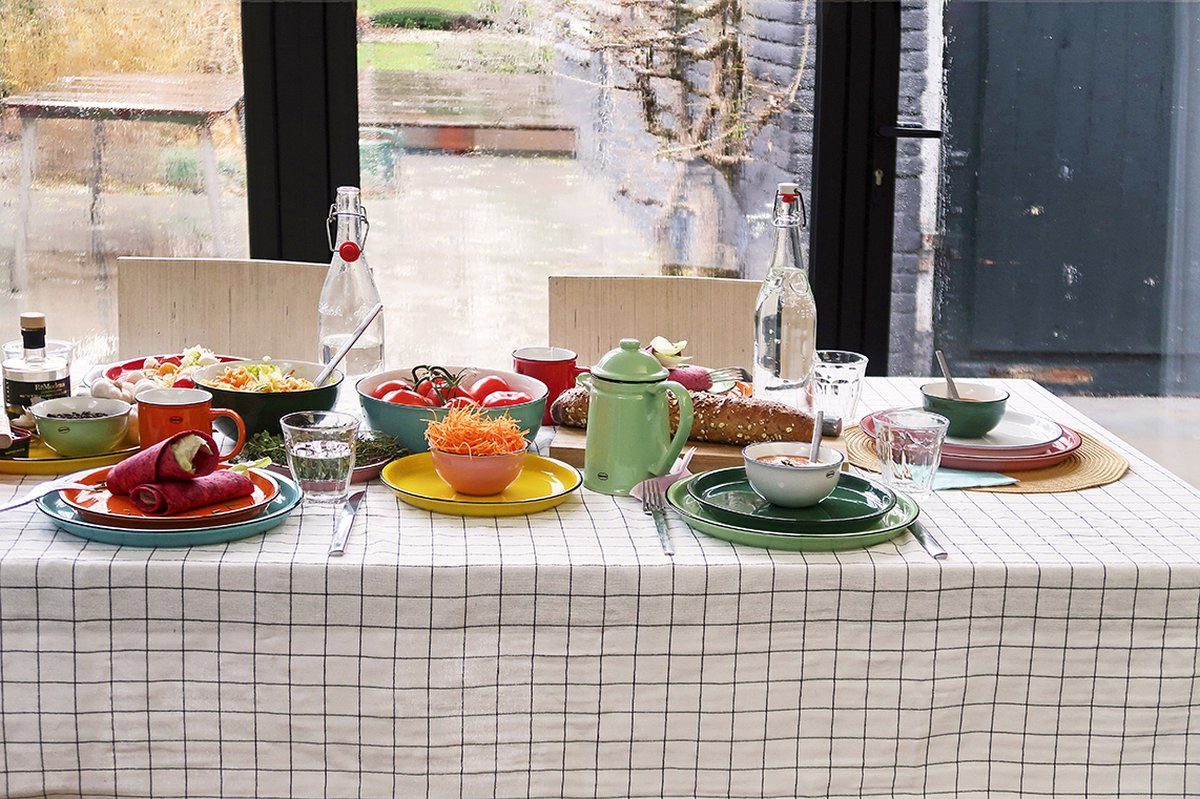 Capventure Teller Teller Speiseteller Essteller Groß Ø27cm Geschirr Retro Cabanaz blau