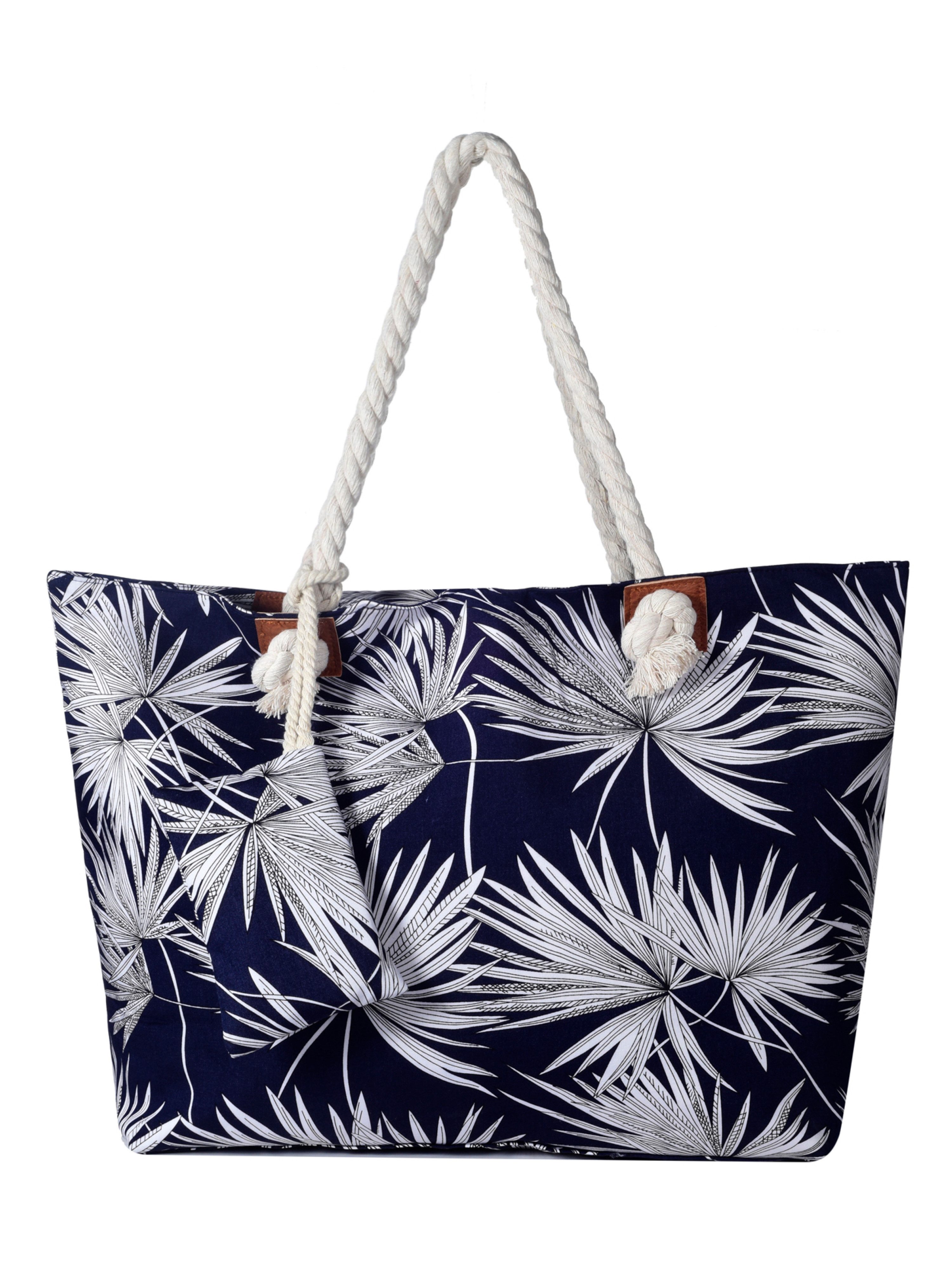 DonDon Strandtasche Shopper Schultertasche Beach Style (2-tlg), Große Strandtasche, mit Reißverschluss, tolle Motive