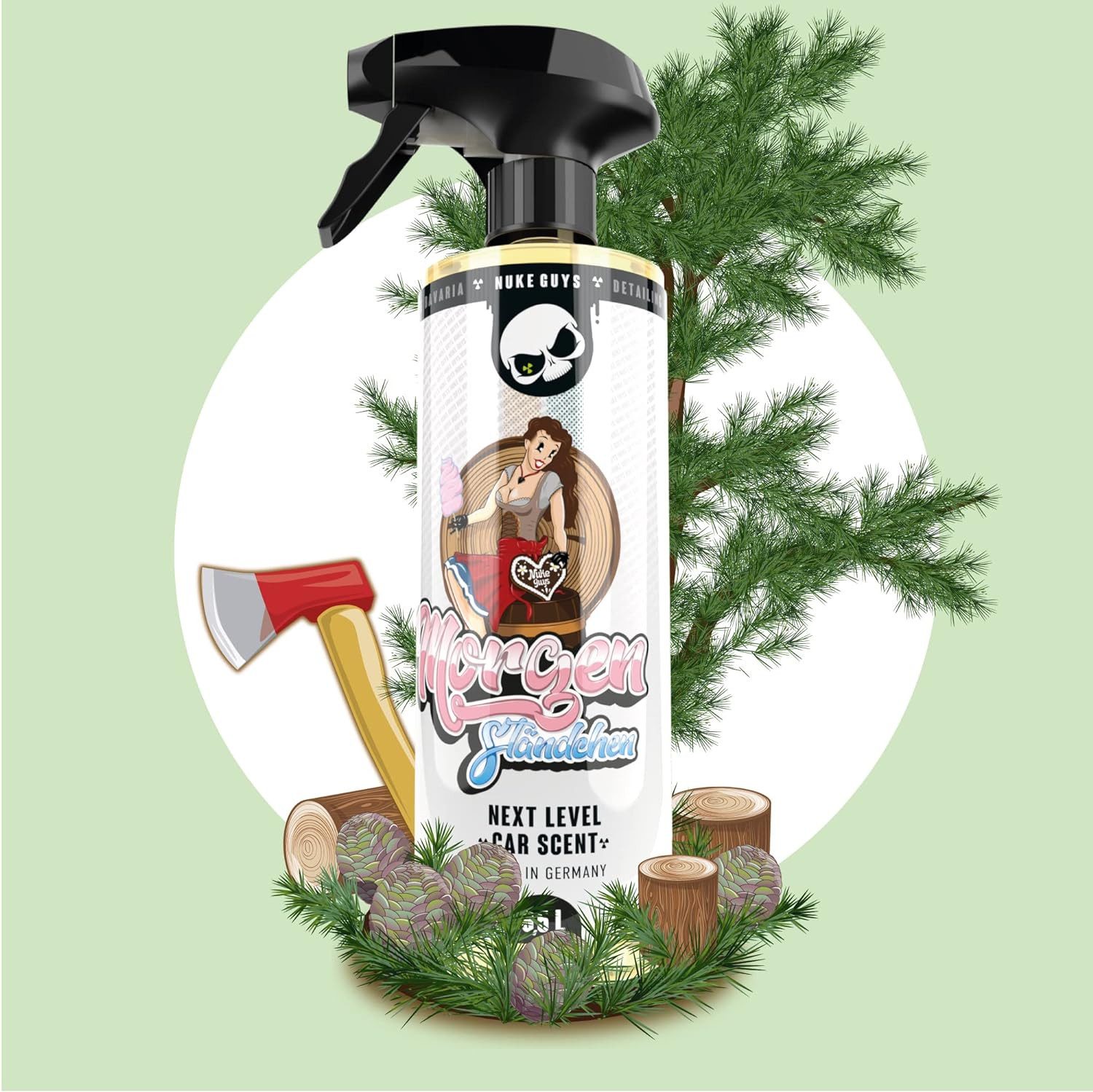 Nuke Guys Raumduft Autoduft Nuke Guys Duftspray 100ml + Anhänger duftlos SKULL (2-St), Car Scent - Duftanhänger - Sprayflasche - Handschuhfach Größe