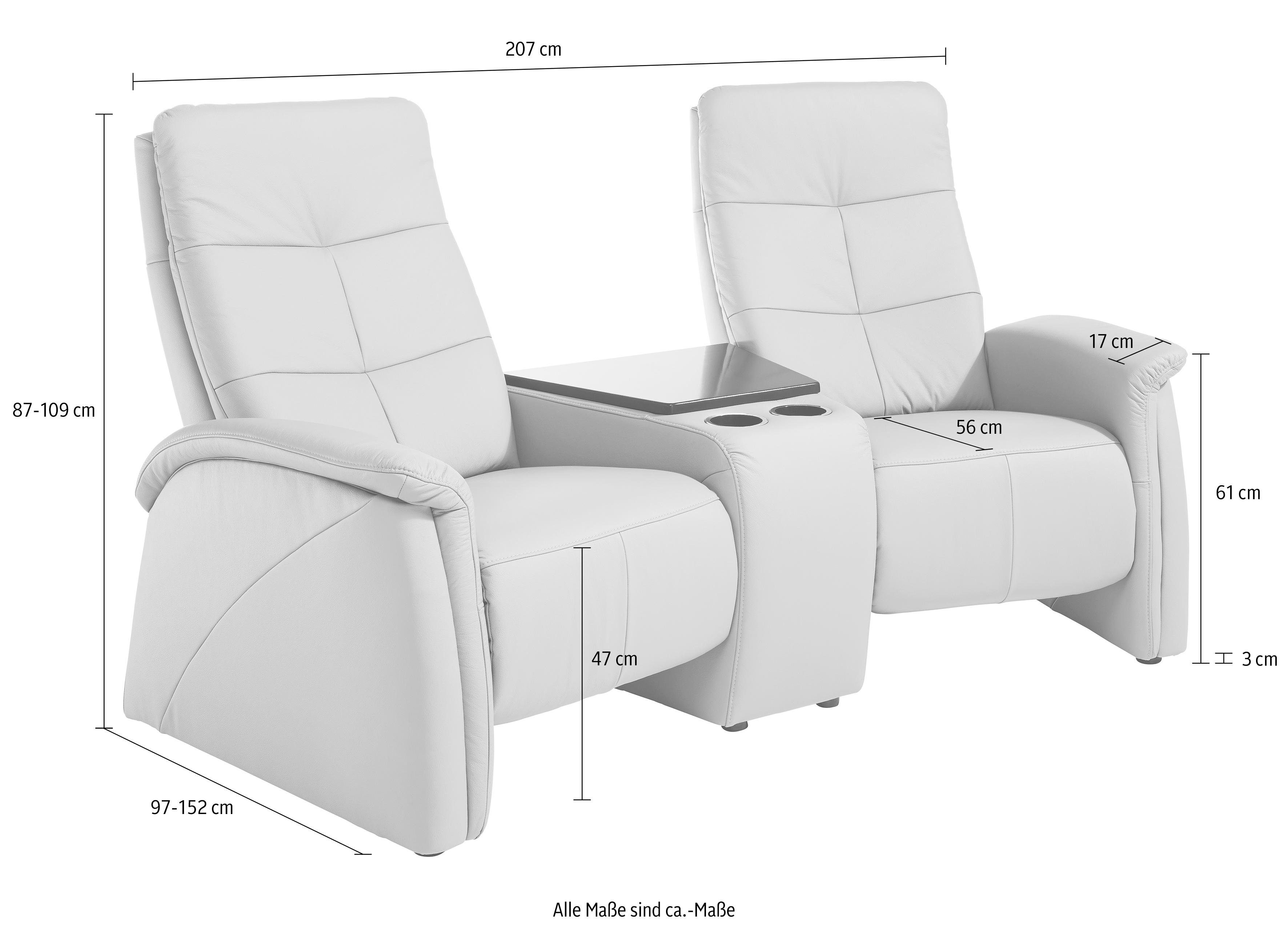 exxpo - sofa fashion 2-Sitzer Tivoli, Kinosofa, bequem, mit Relaxfunktion, integrierter Tischablage und Stauraumfach – Bild 2 von 3