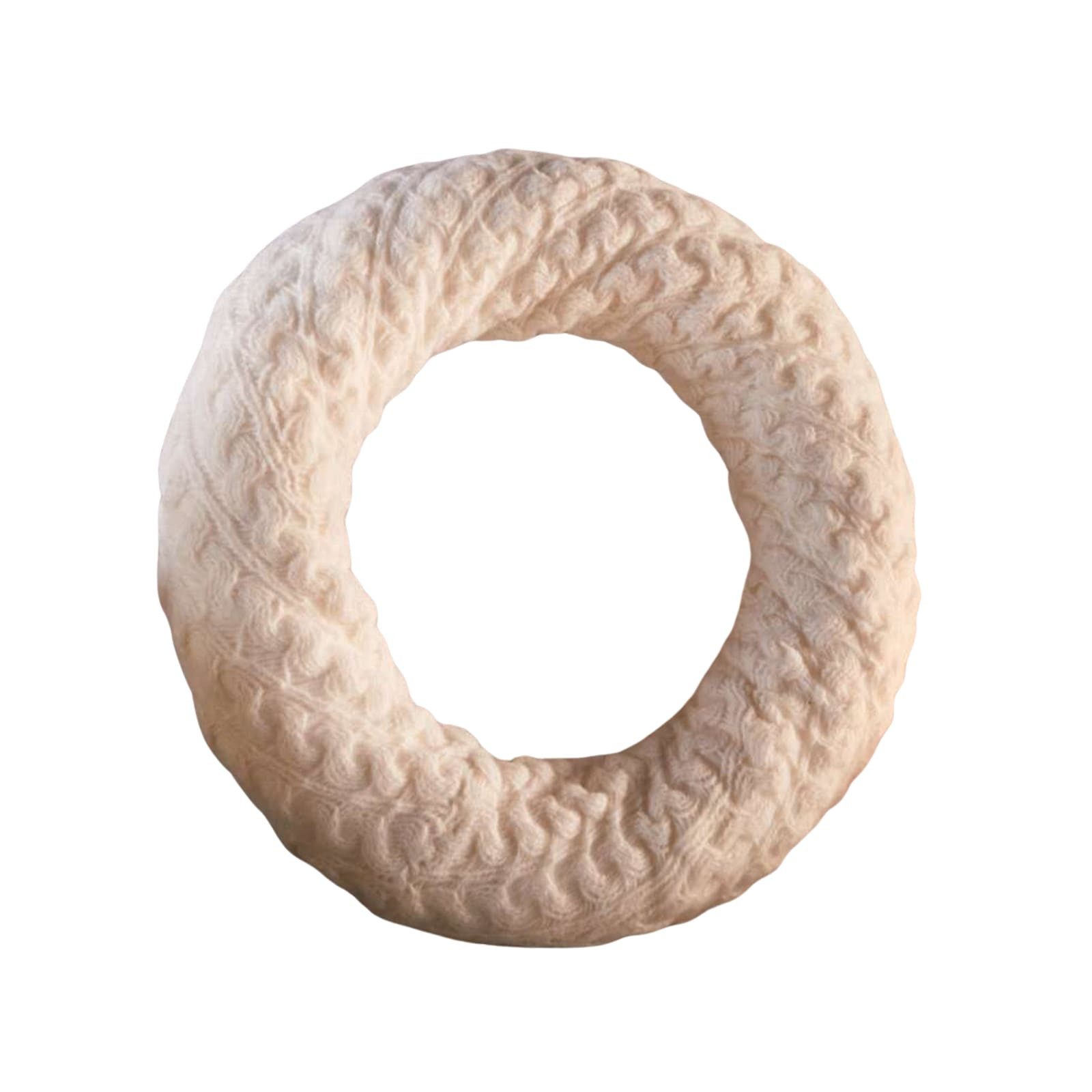 Dekoleidenschaft Dekokranz "Kuschelstrick" Kranz in Wolloptik, weiß, Ø 40 cm, Wandkranz, Türkranz, Tischkranz modern aus Polyester, Stoffkranz