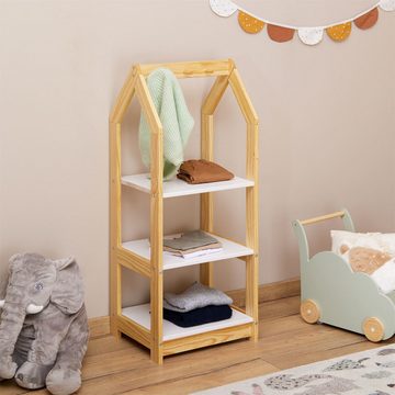 IDIMEX Kinderkleiderschrank Kinder Regal Hausform kinderzimmer kinderregal natur weiß