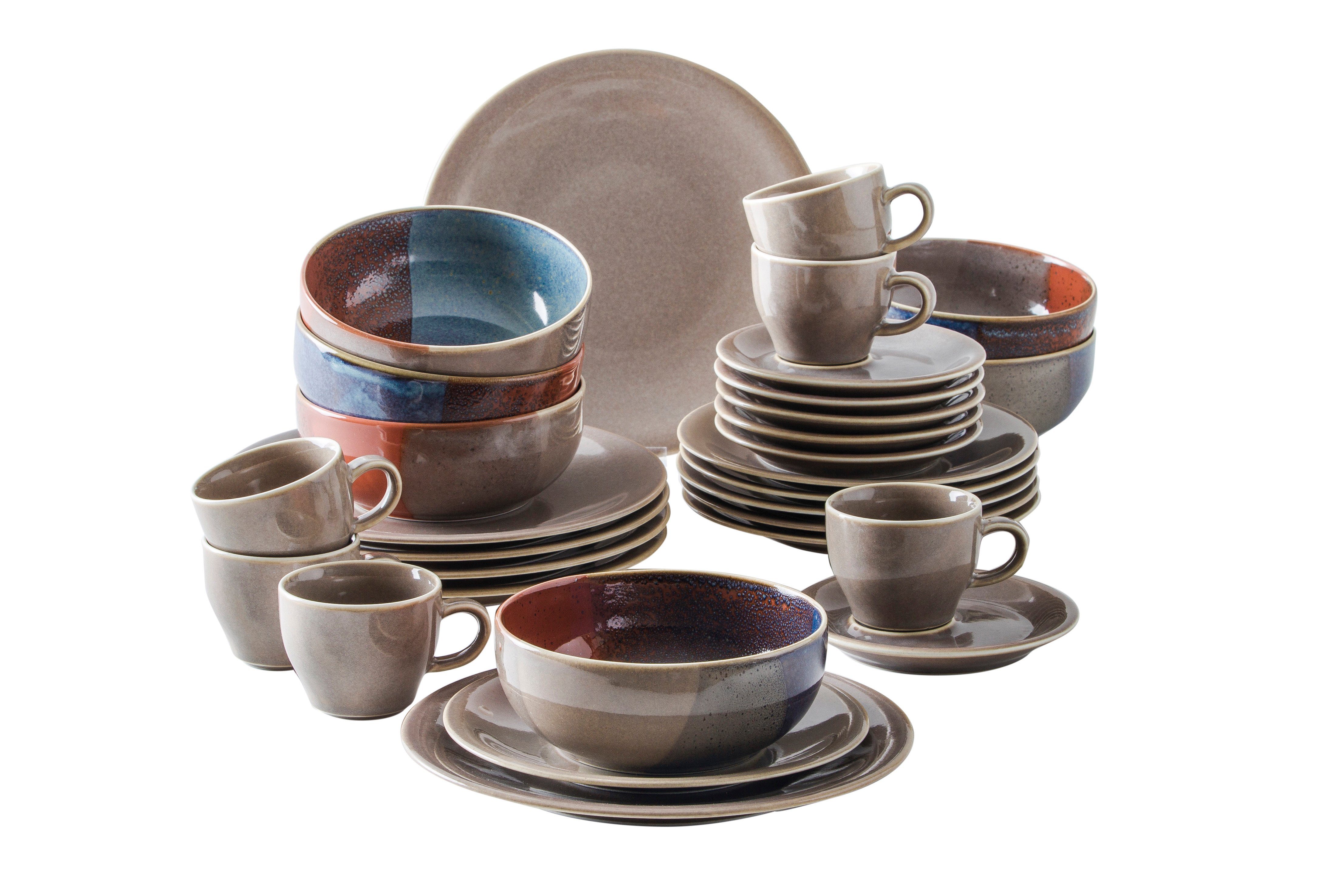 KAHLA Geschirr-Set Homestyle Комбинированное обслуживание (30-tlg), 6 Personen, Porzellan, Handglasiert, Made in Germany