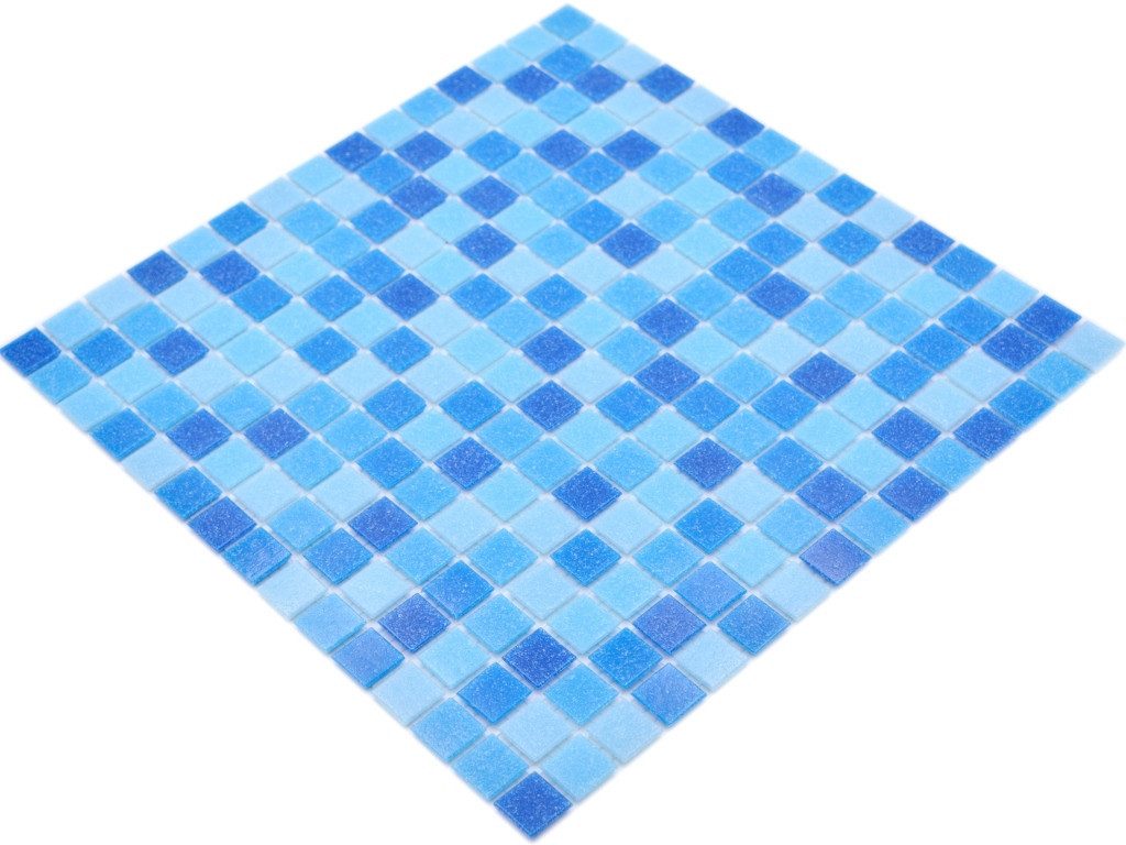 Mosani Bodenfliese Glasmosaik Mosaikfliesen blau Poolmosaik