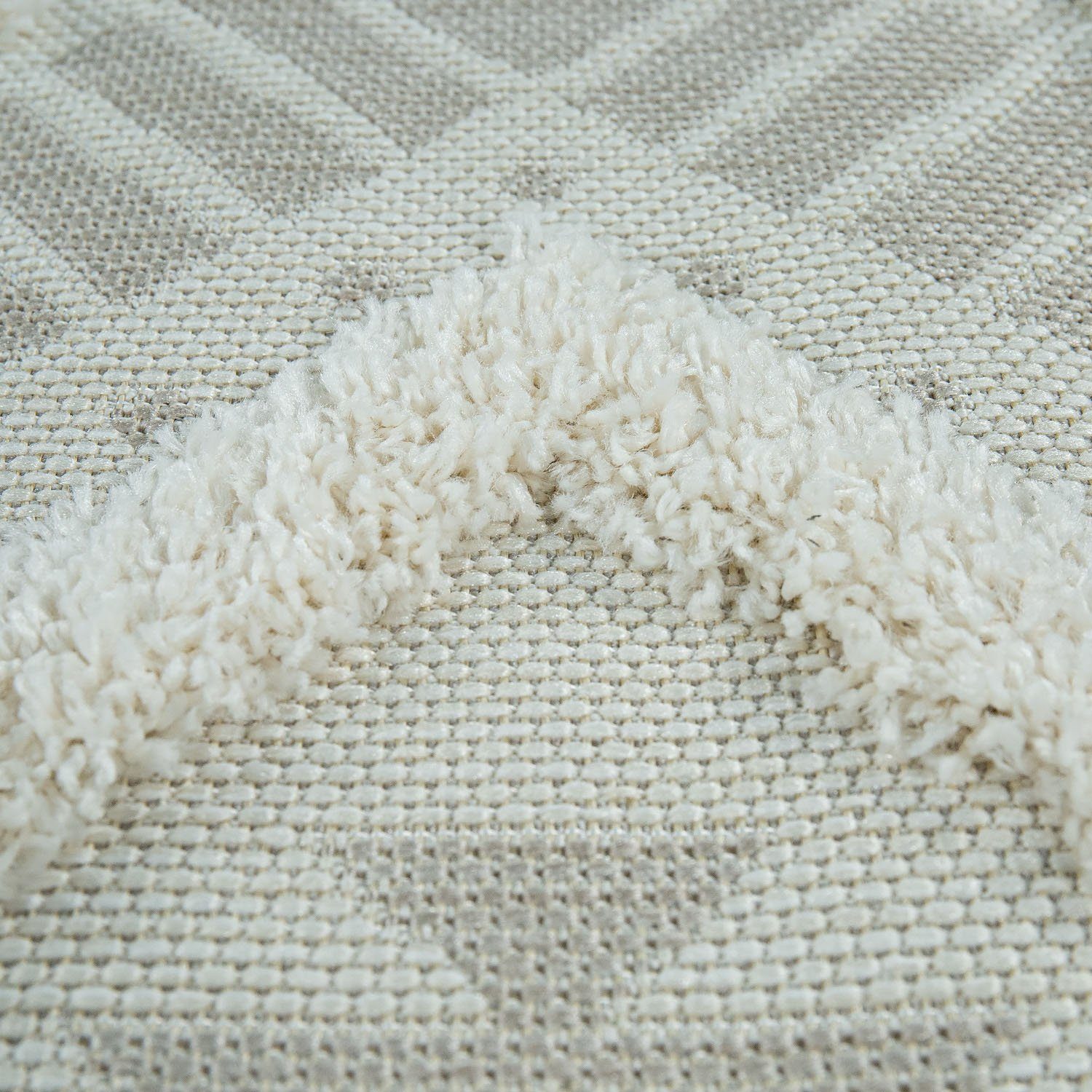 Teppich Eupen 471, Rauten Outdoor Muster, geeignet beige In- und 22 Hoch-Tief-Struktur, rechteckig, Höhe: Paco mm, Home