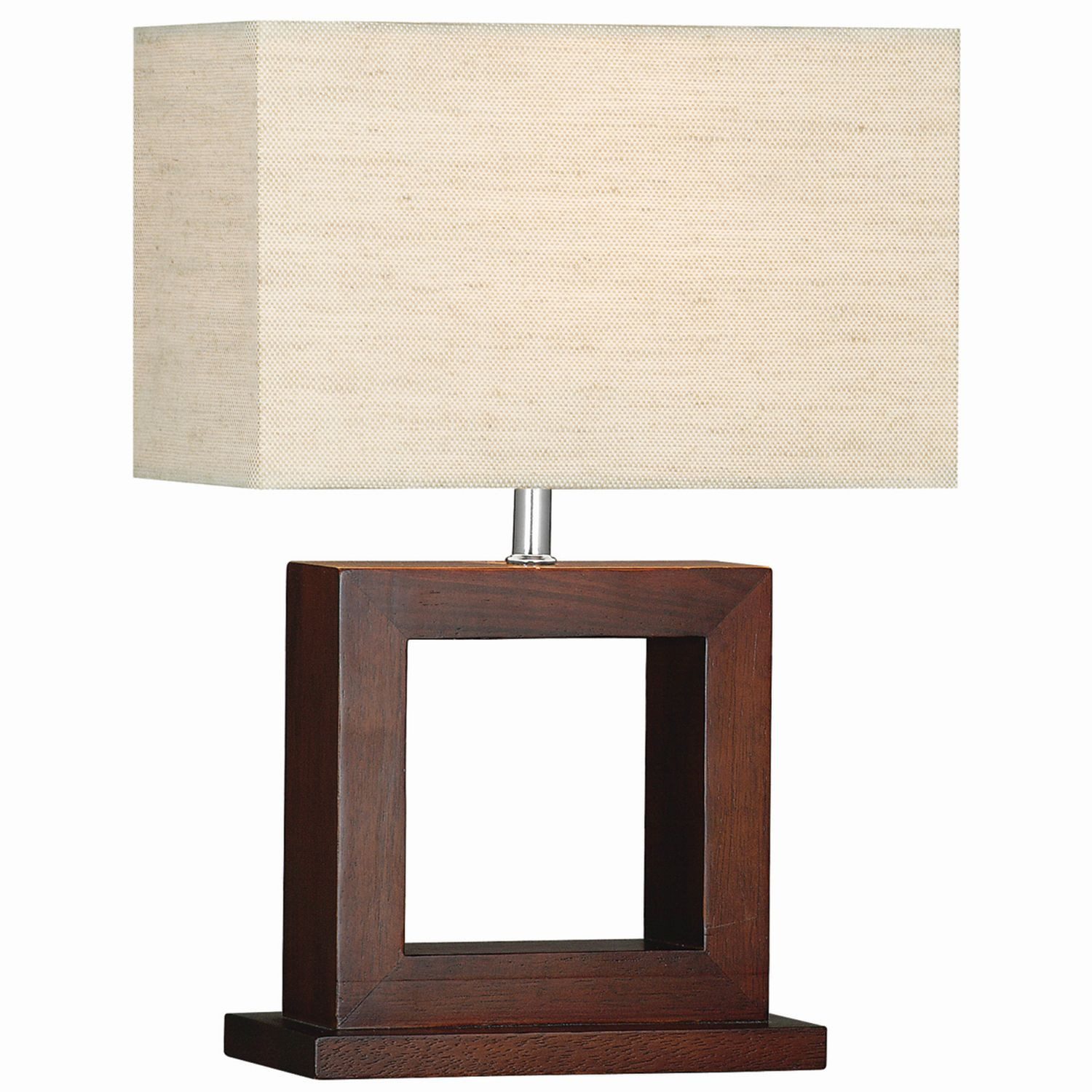 Licht-Erlebnisse Nachttischlampe WINDOW, ohne Leuchtmittel, Holz Stoff H: 43,5 cm Modern in Braun Beige E27