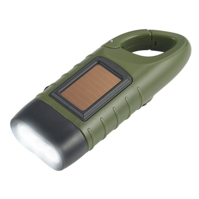 Housruse LED Taschenlampe LED-Taschenlampe Handkurbel-Solararabiner-Taschenlampe für Camping/Outdoor-Klettern/Wandern - Grün